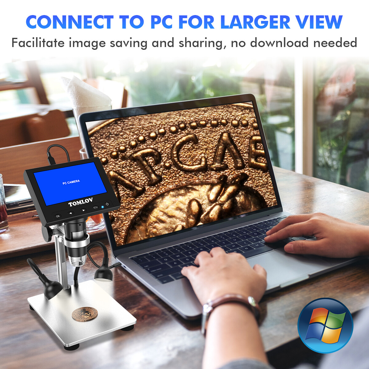 TOMLOV 4.3″ LCD Digital Microscope Soldering 1000X Adult Jewelry Coin Microscope