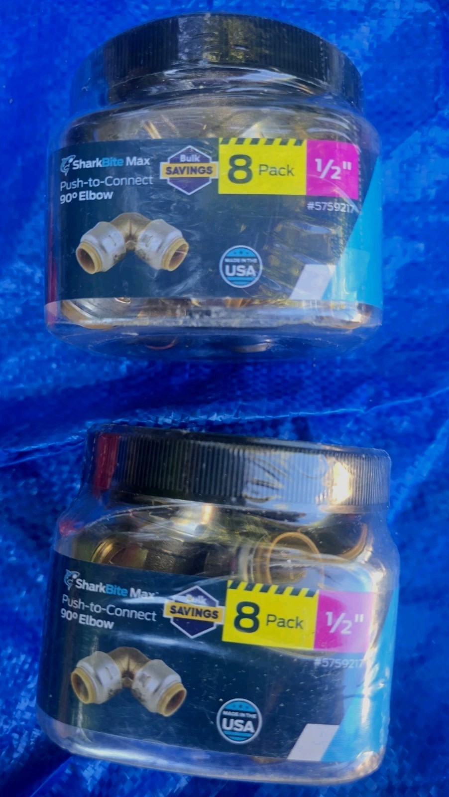 (2) Sharkbite Max 8-Pack 1/2″ Push-to-Connect 90° Elbow 5759217/UR248J – NEW