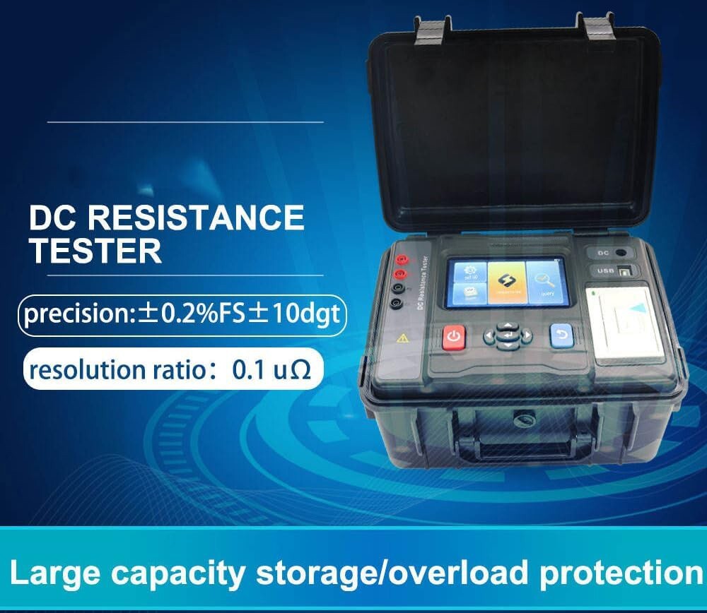 DC Resistance Tester Meter with Range 10.0uΩ to 1000.0KΩ Resolution 0.1uΩ 20A