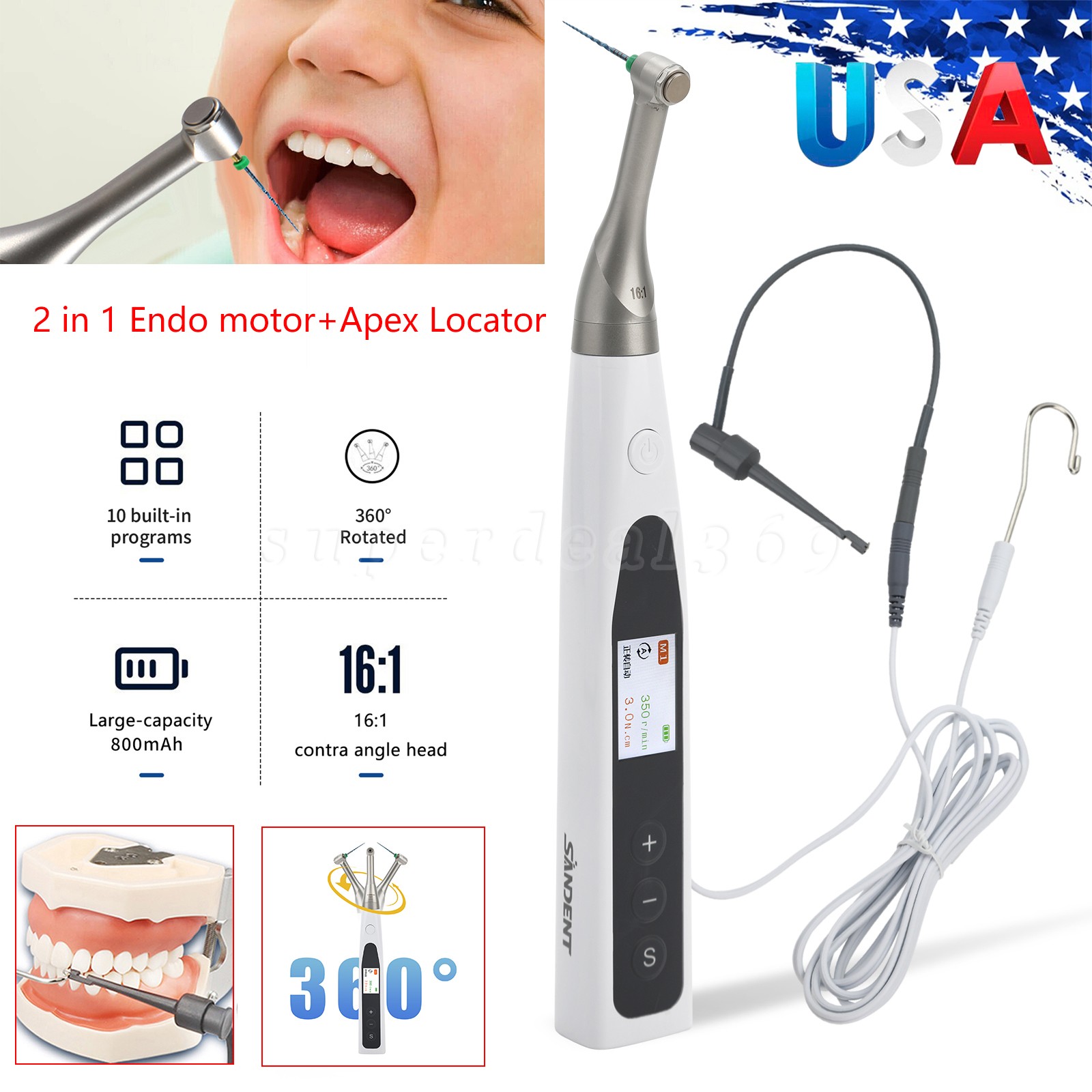 sale Style dental Cordless Endo Motor with Built-in Apex Locator 360°