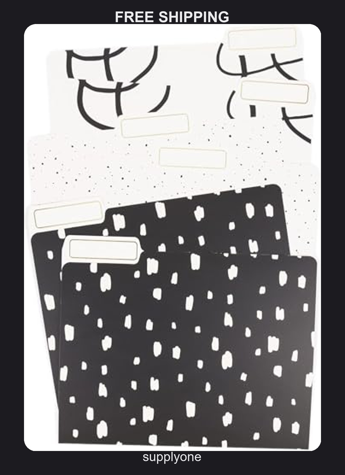 6 Pack U Brands Artistic Elements Letter Size File Folders – Black and White