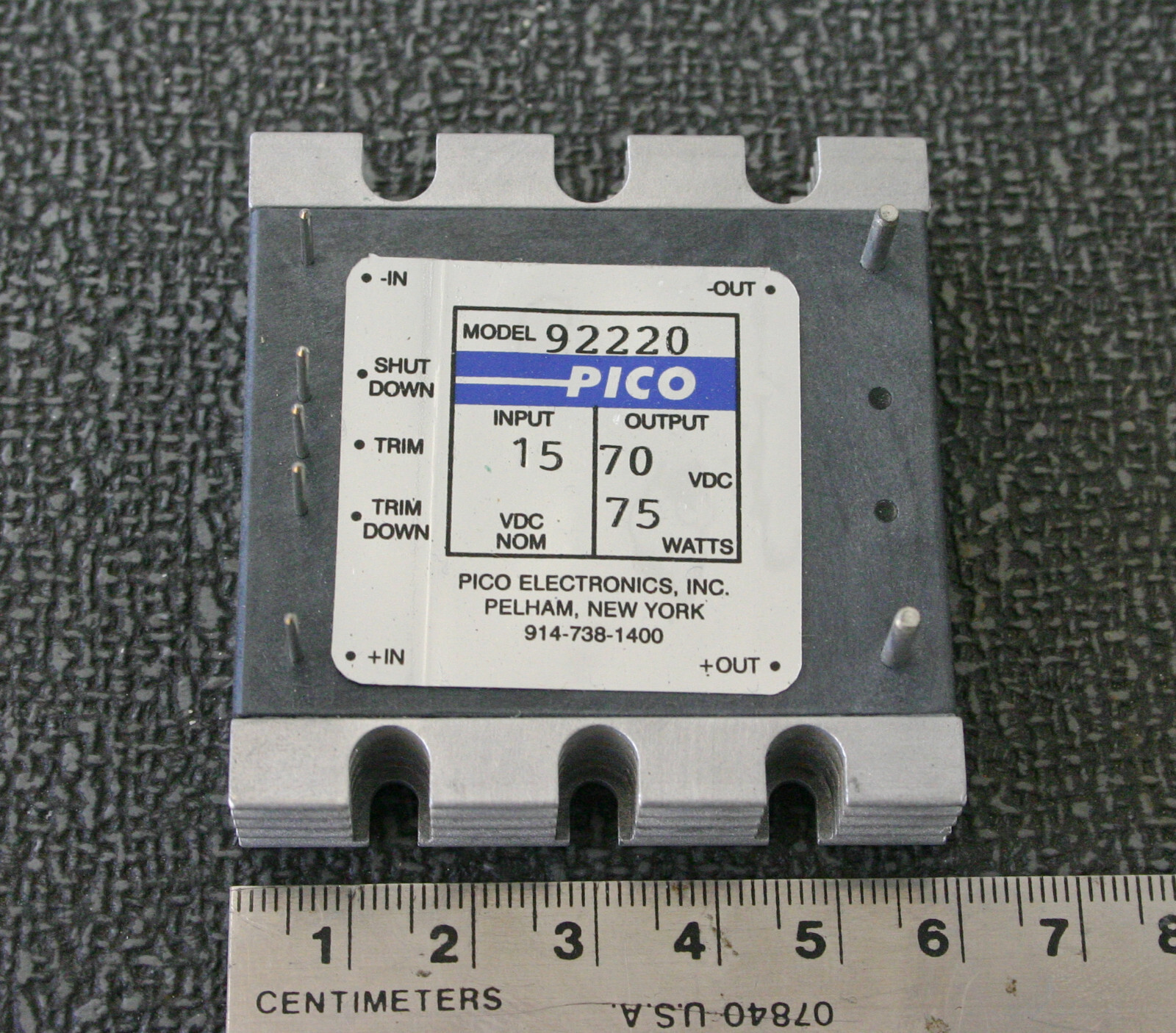 Pico Electronics 92220 DC to DC Converter 15 Volts IN 70 Volts OUT 75 Watts