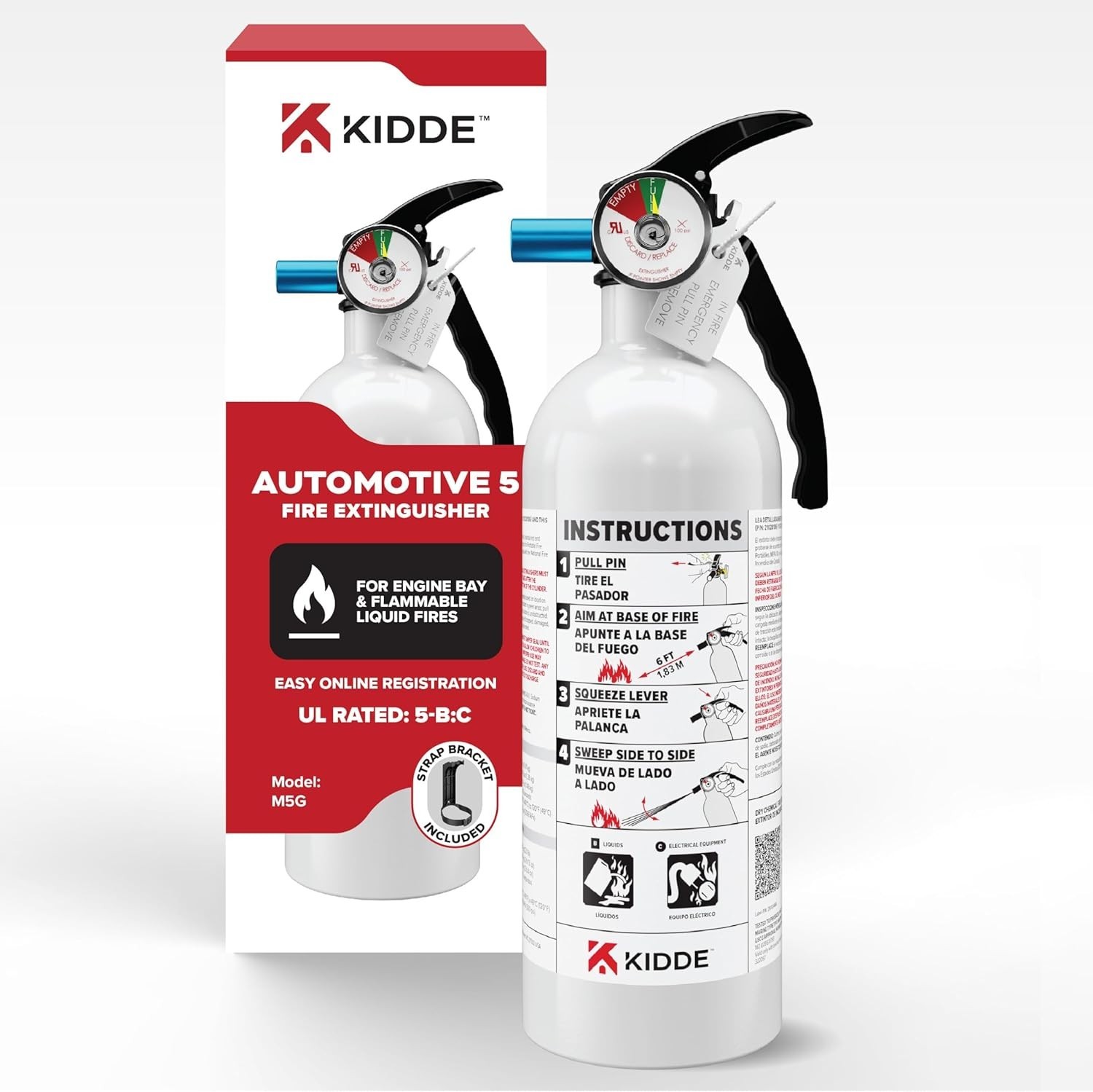 Kidde Auto 5 Fire Extinguisher for Cars and Trucks, 5-B:C, M5G | Motor Vehicle E