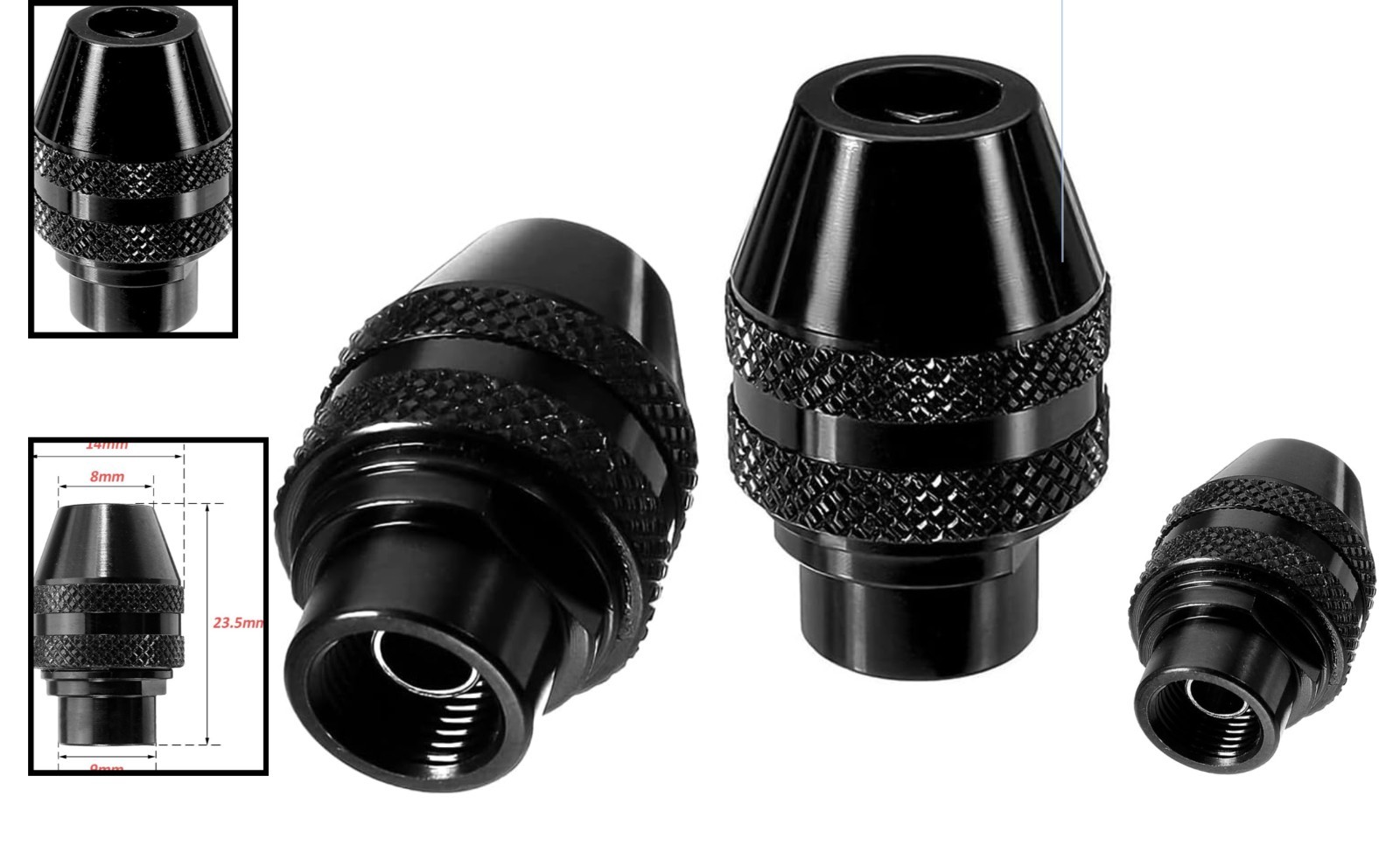 Precision Keyless Chucks for Rotary Tools – 2Pcs Set for 1/32 to 1/8 Inch Bits