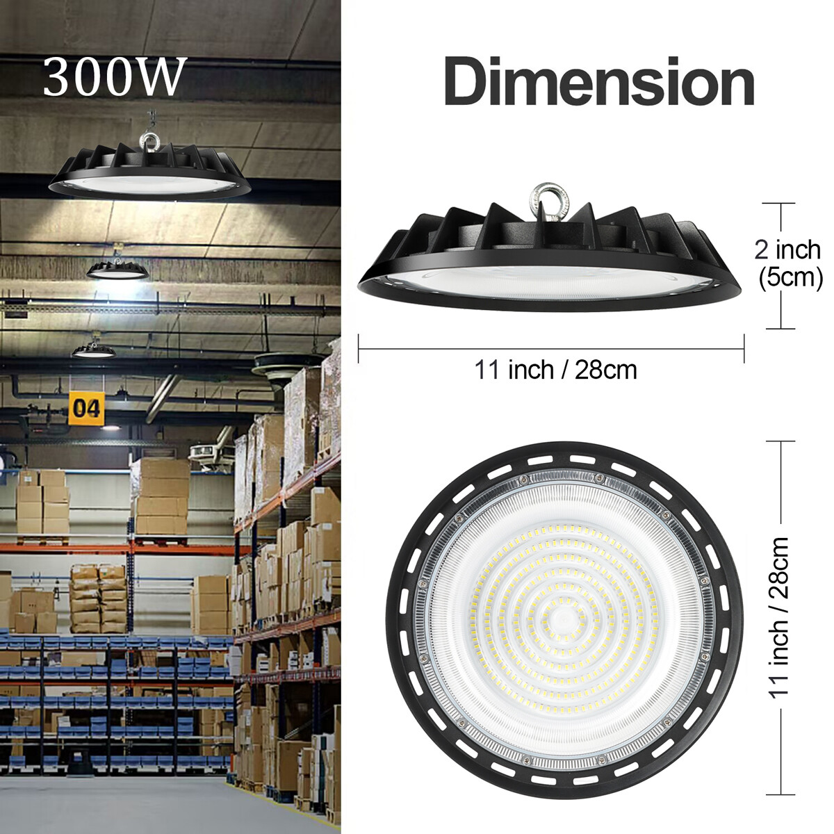 8Pcs UFO Led High Bay Light 300W Industrial Warehouse Commercial Gym Light 5000K