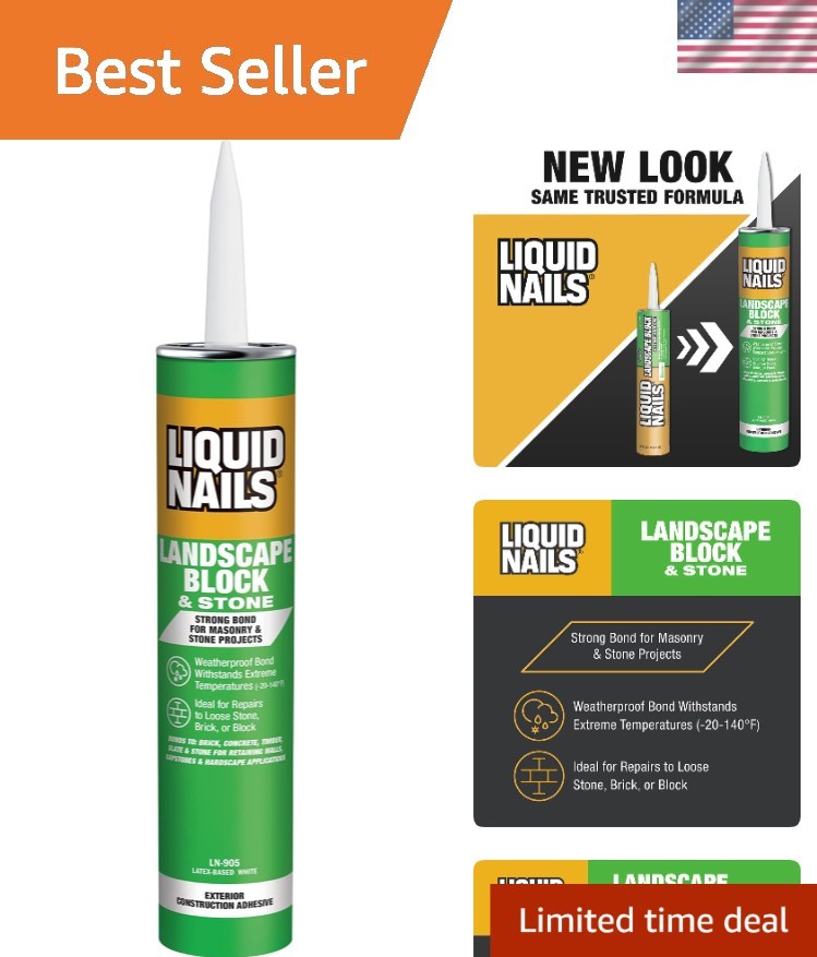 Weather-Resistant Landscape Block Adhesive 10 Oz – Prevents Shifting in Walls