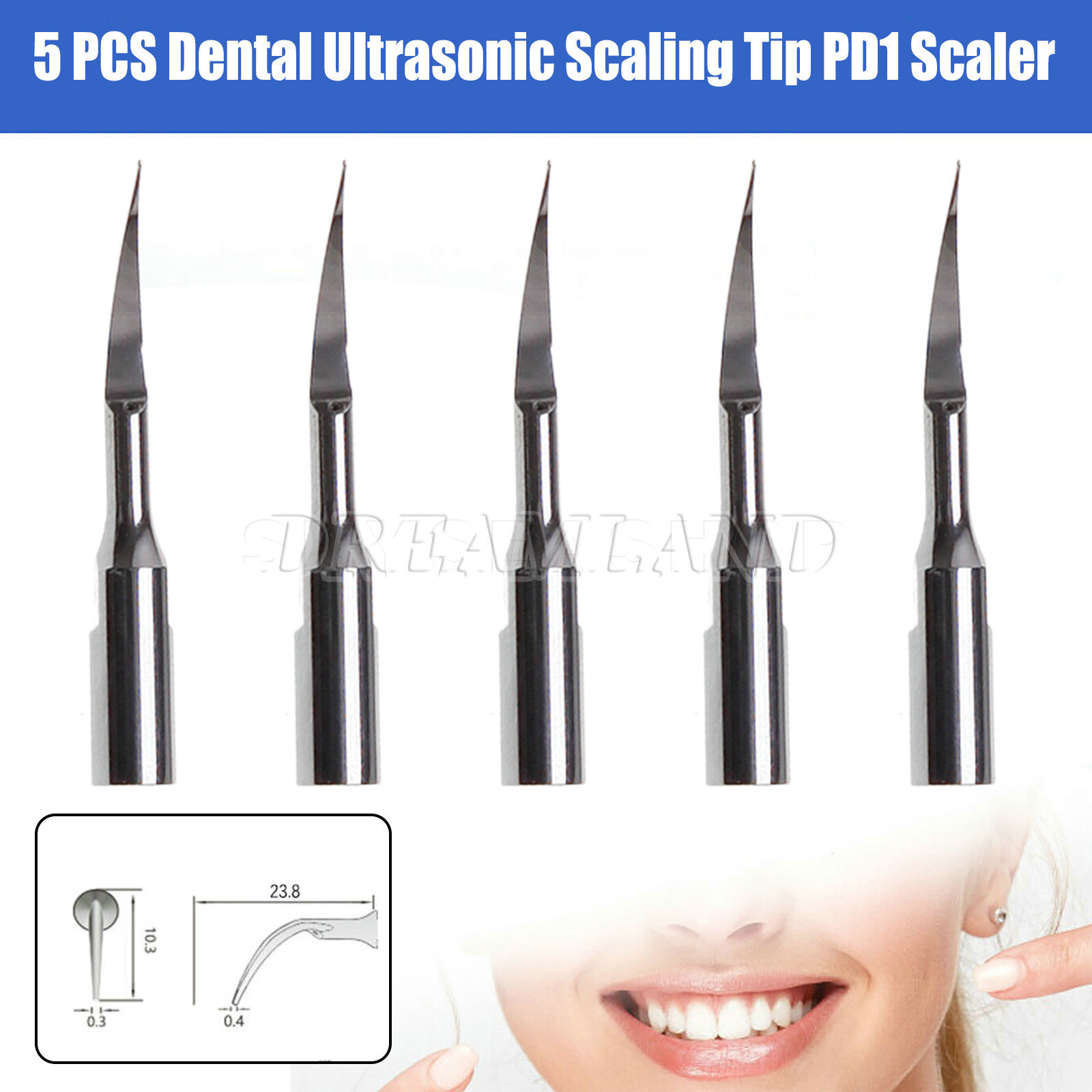 10 pcs Dental Ultrasonic Piezo Scaler Tips Fit NSK SATELEC Handpiece PD1