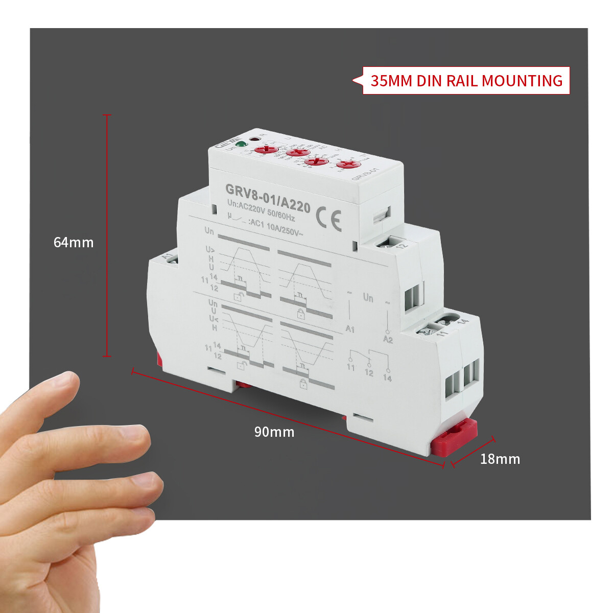 GEYA Single Phase Over Under Voltage Monitoring Relay Voltage Protection Device