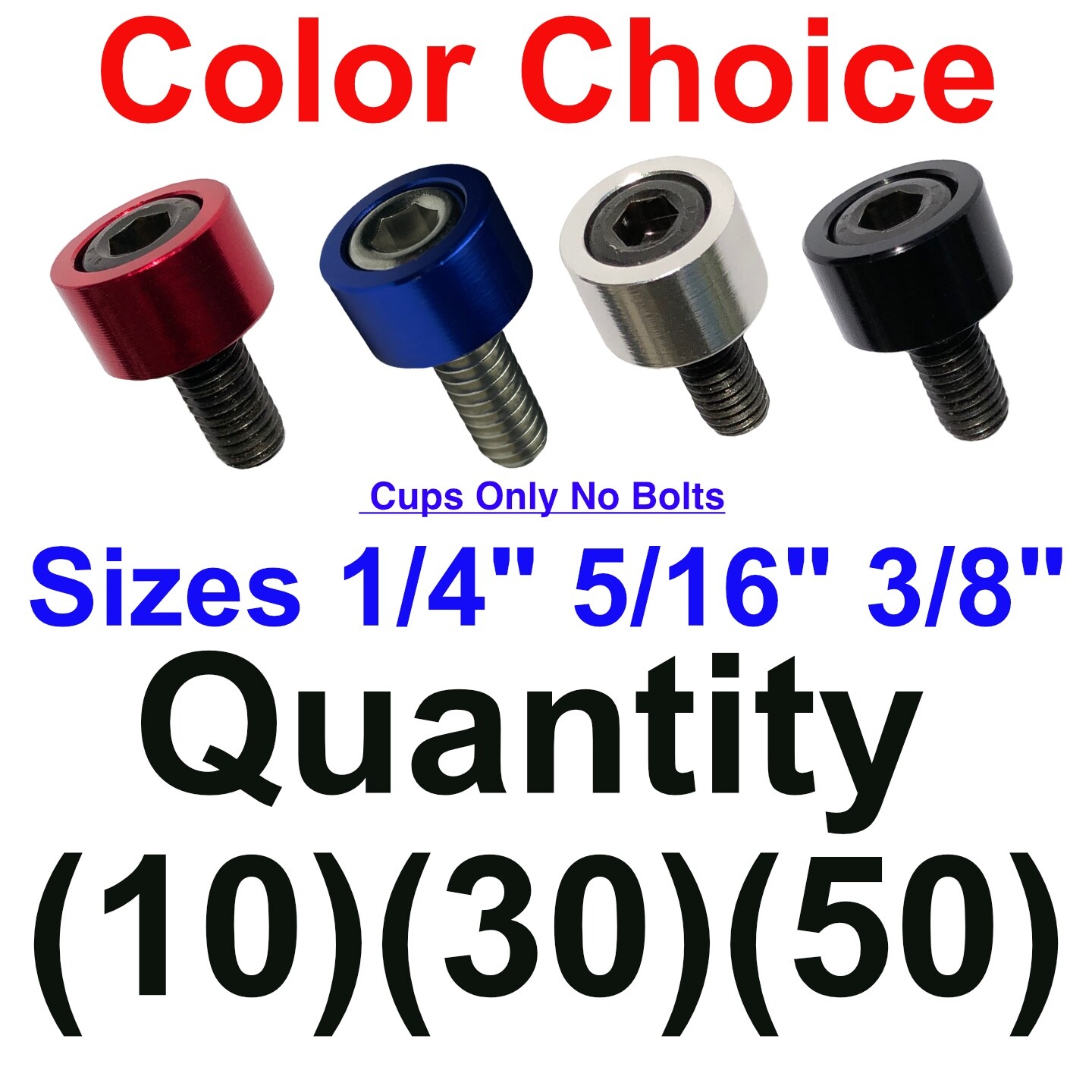 1/4″ or 5/16″ 3/8″ Hex Bolt Covers Allen Bolt Cup Washers 10Pc Engine Dress Up