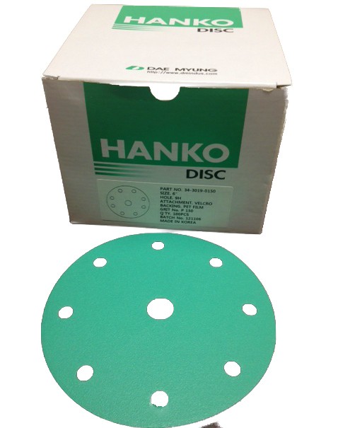 Hanko Festool-Ready 6″, 9-Hole Green Film Sanding Discs Grip 1000G 100/Box