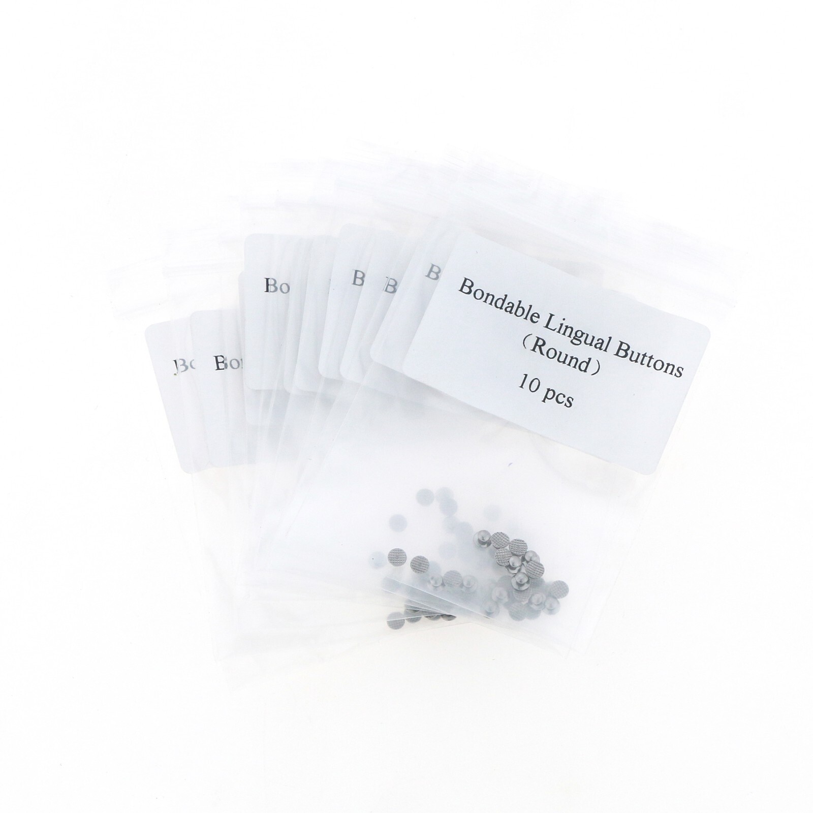 US 100Pcs Dental Ortho Lingual Buttons Ceramic/Metal Bondable Round Mesh Base