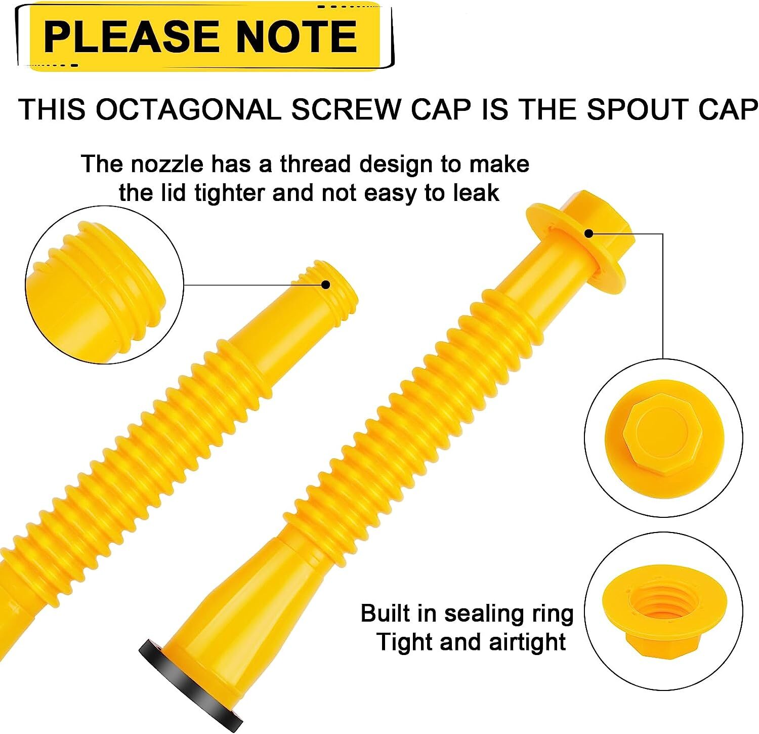2pack Replacement Gas Can Spout Nozzle Vent Kit for Plastic Gas Cans Caps