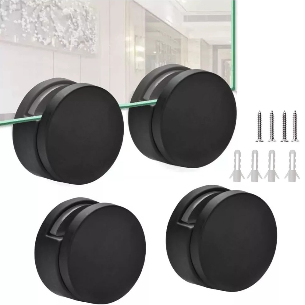 Zinc Alloy Black Mirror Holders 4pcs for 3mm to 5mm Glass Installation
