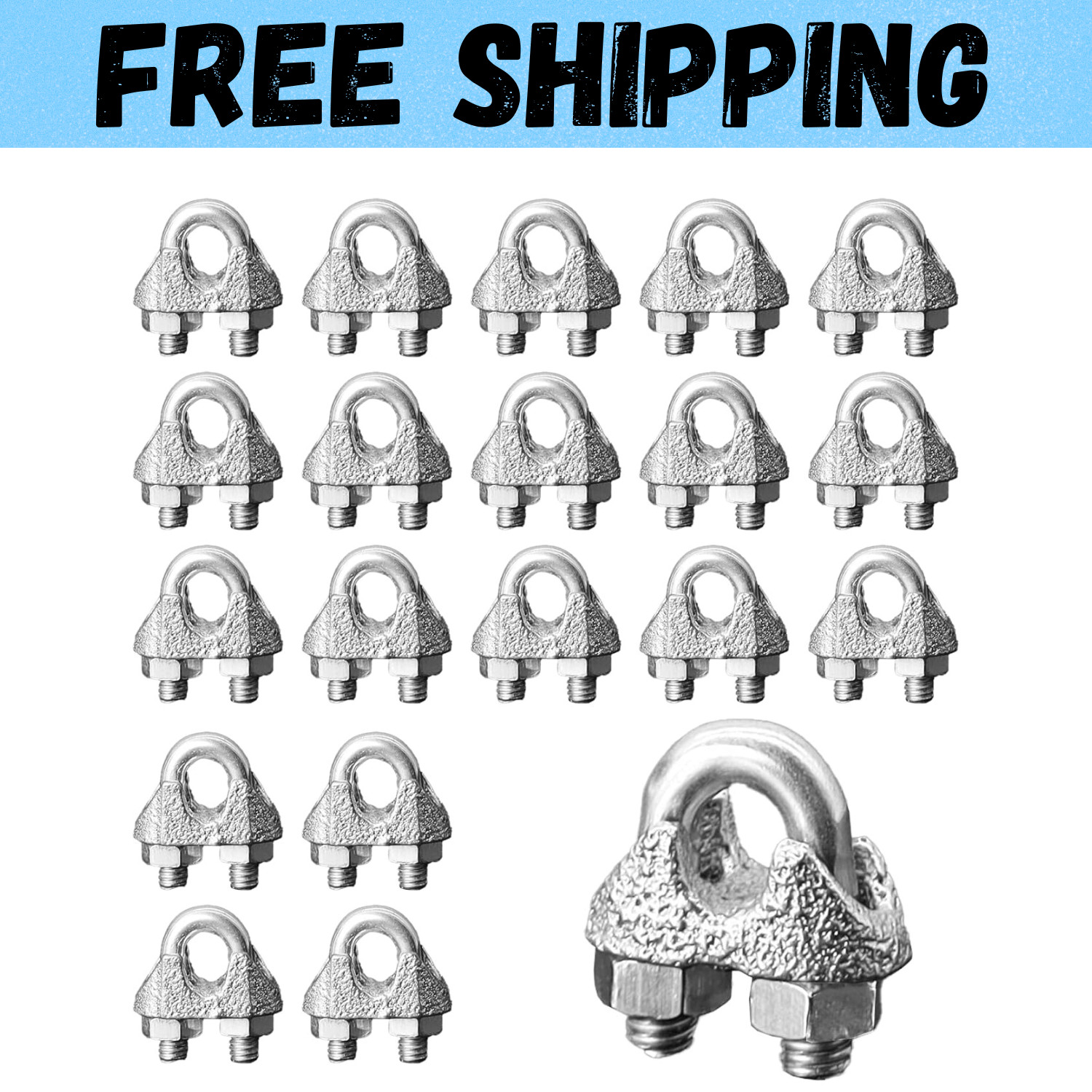 20PCS 1/8″inch Wire Rope Clamp Stainless Steel M3 Wire Cable Clamps
