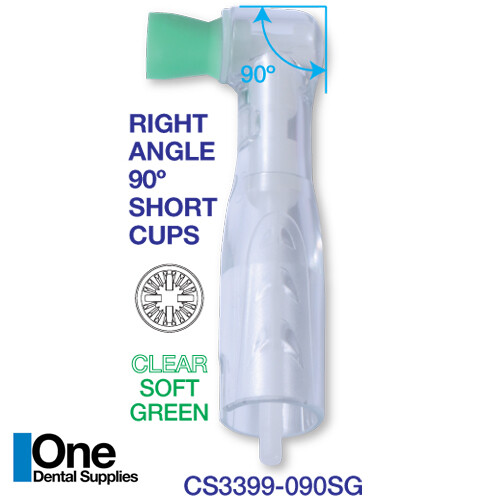 Dental Disposable Prophy Angles Clear Soft Green Short Cups 90° Latex Free 100’s