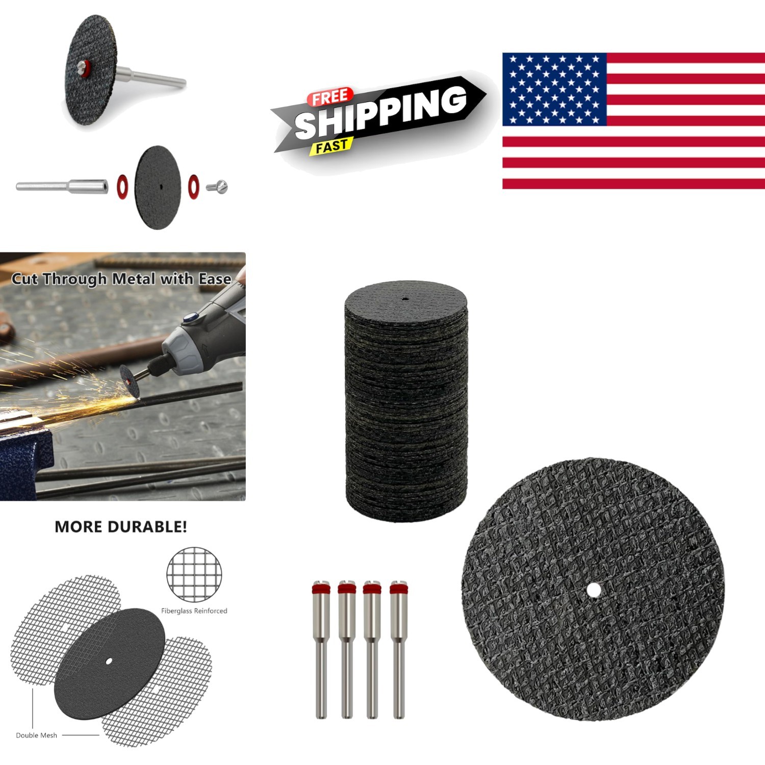 Rotary Tool Accessories 50 Pcs Cutting Discs 1-1/2 Inch Ideal for Metal Grinding