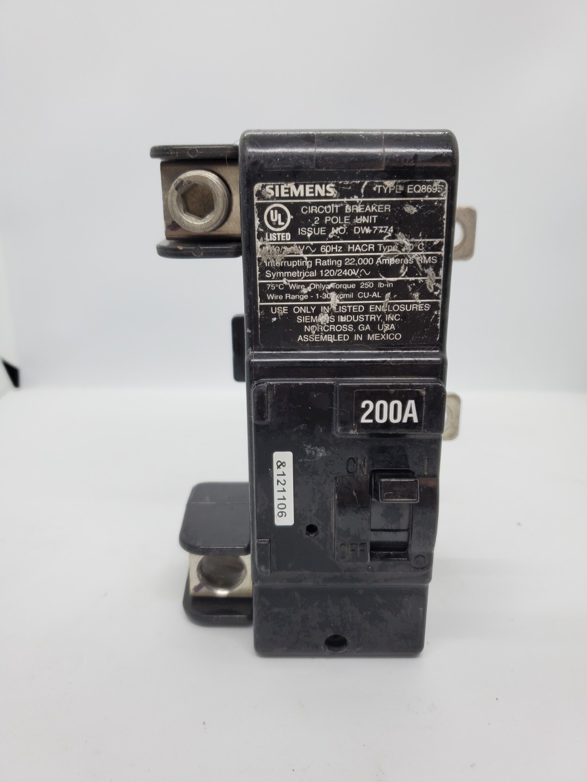 Siemens EQ8695 / MBK200A 200A Residential Circuit Breaker