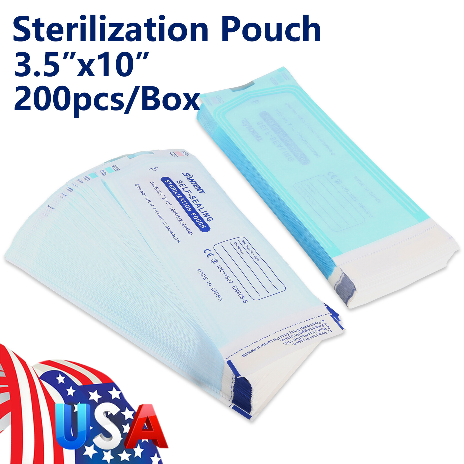 Self Seal Sterilization Pouches 3.50″ x 10″, Dental, Tattoo, Nail up to 4000pcs