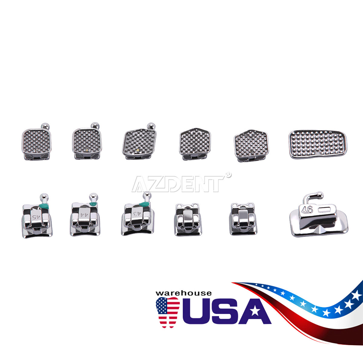 100X Dental Ortho MIM Self Ligating Bracket Brace Mini Roth.022 Hooks 345 AZDENT