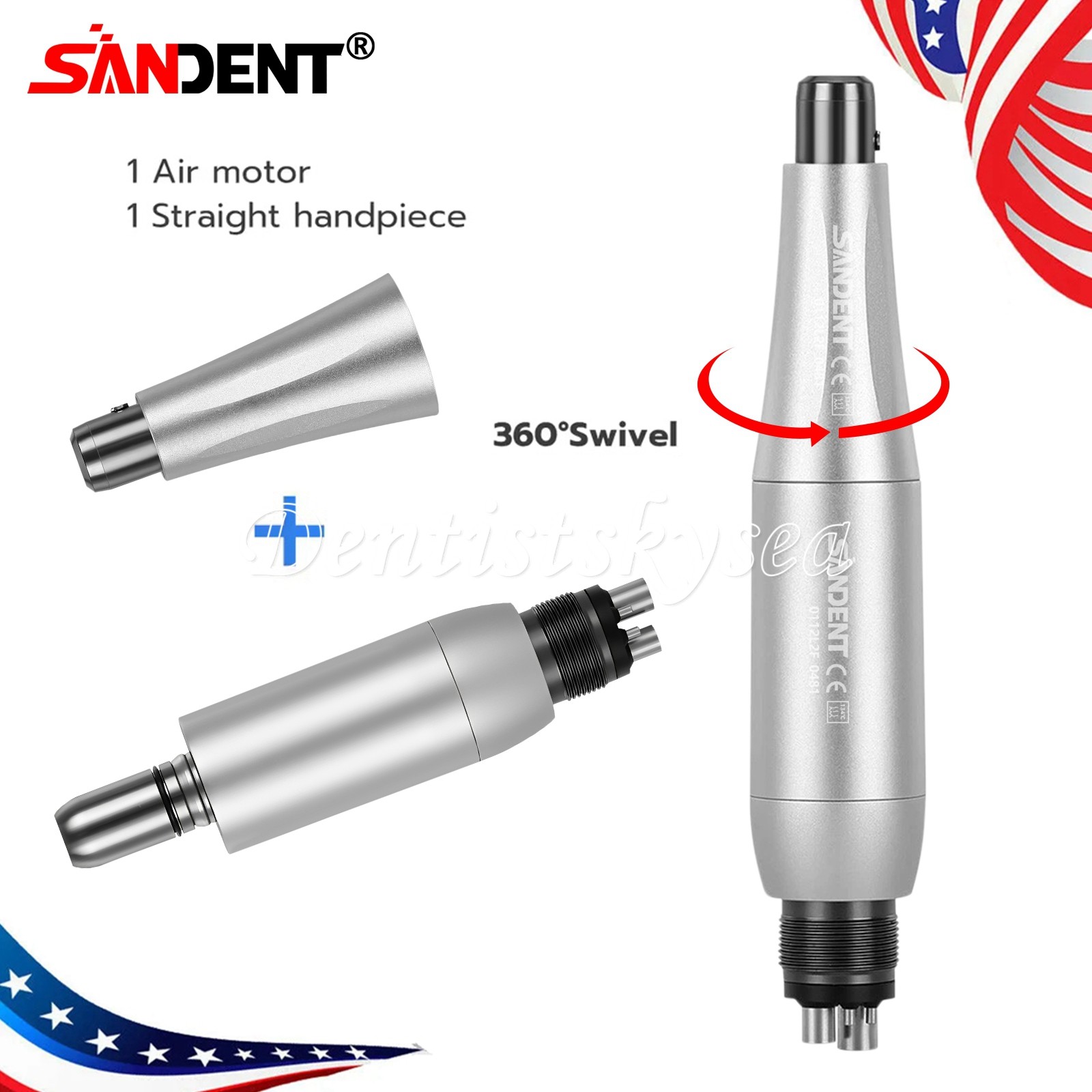 Dental Hygiene Prophy Handpiece Air Motor 4 Holes 4:1 Reduction 360 ° Swivel