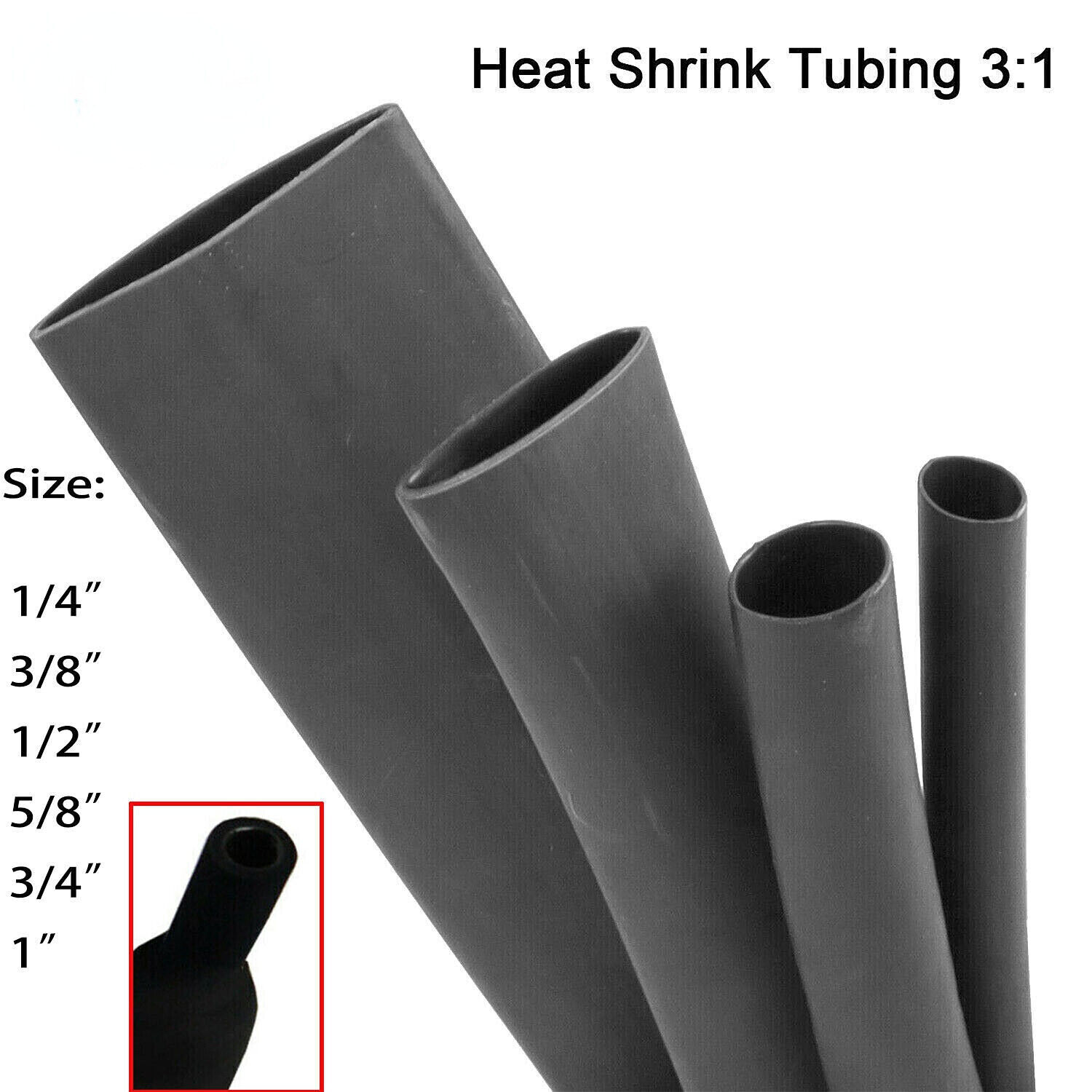 BLACK Heat Shrink Tubing Tube Dual Wall 3:1 Adhesive Glue Lined Waterproof