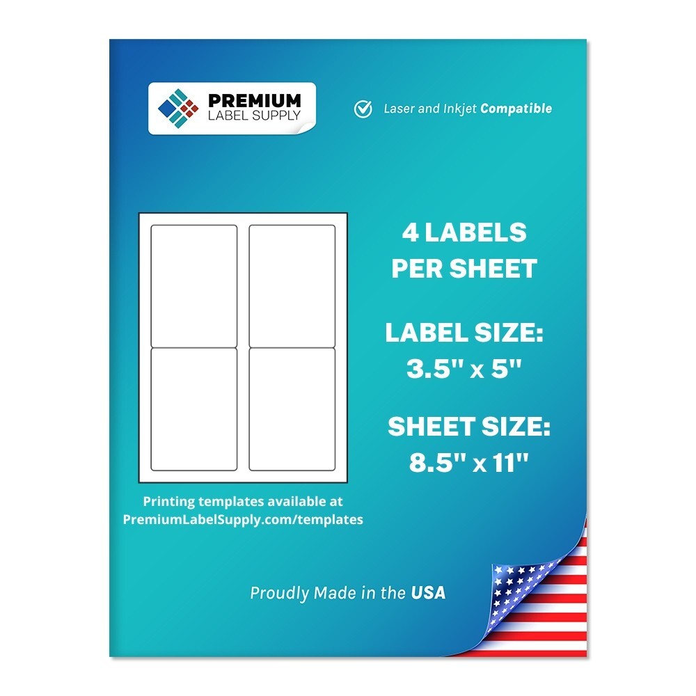 4000 Premium 3.5″ x 5″ Self Adhesive Shipping Labels 4 per sheet