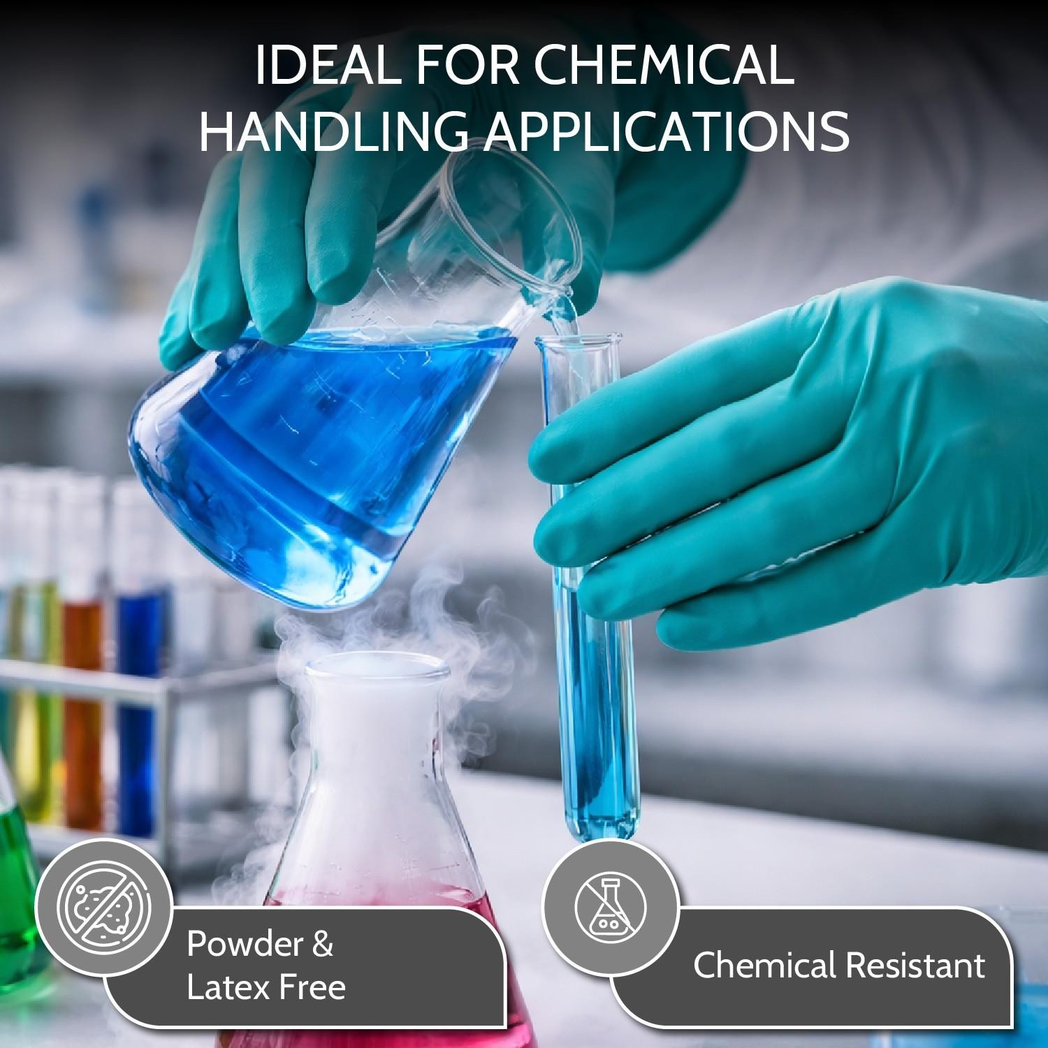 12 Pairs Green Chemical Resistant Diamond Textured Nitrile Gloves Industrial/2XL