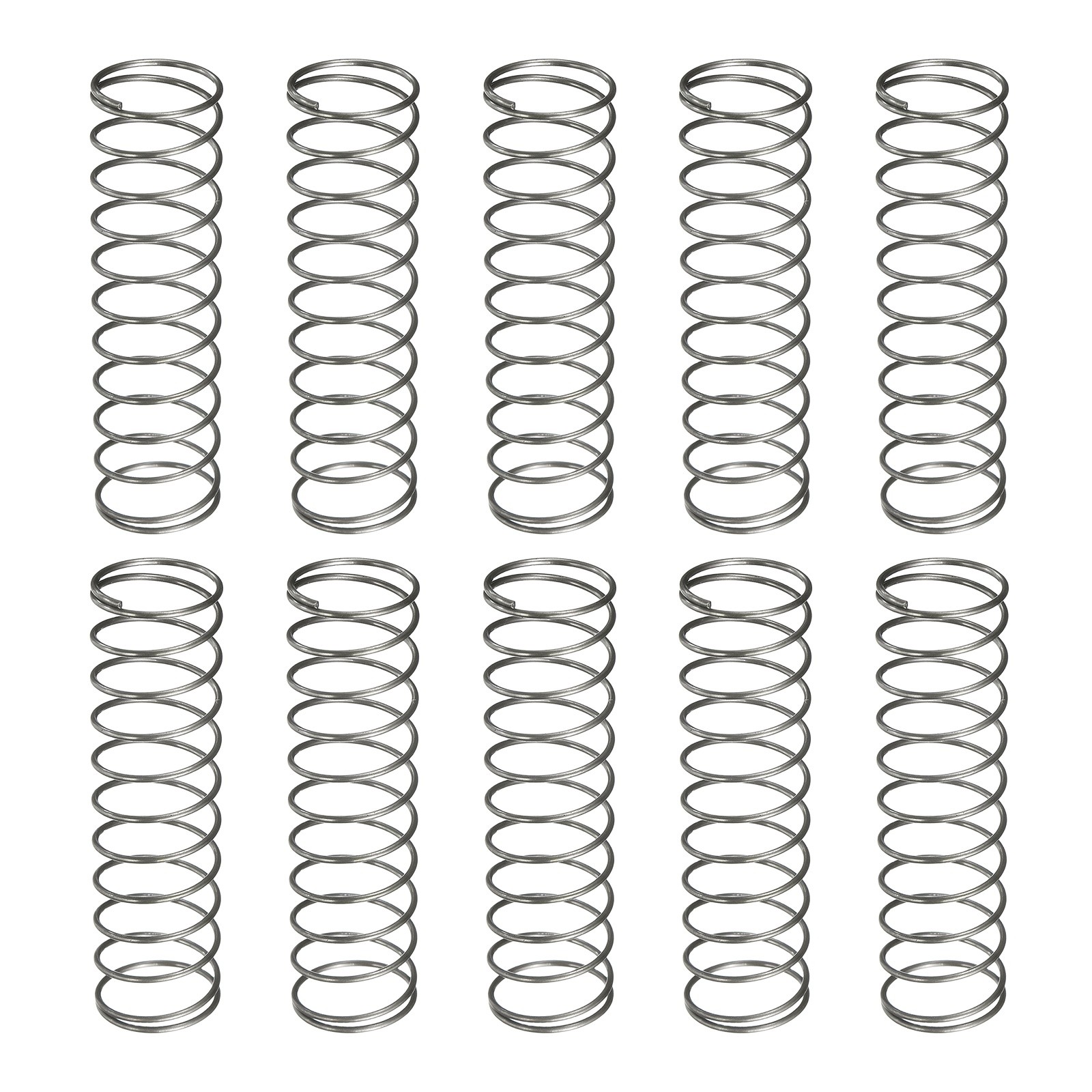 10Pcs Compression Spring 14mm OD 0.8mm Wire Size 50mm Free Length Silver Tone