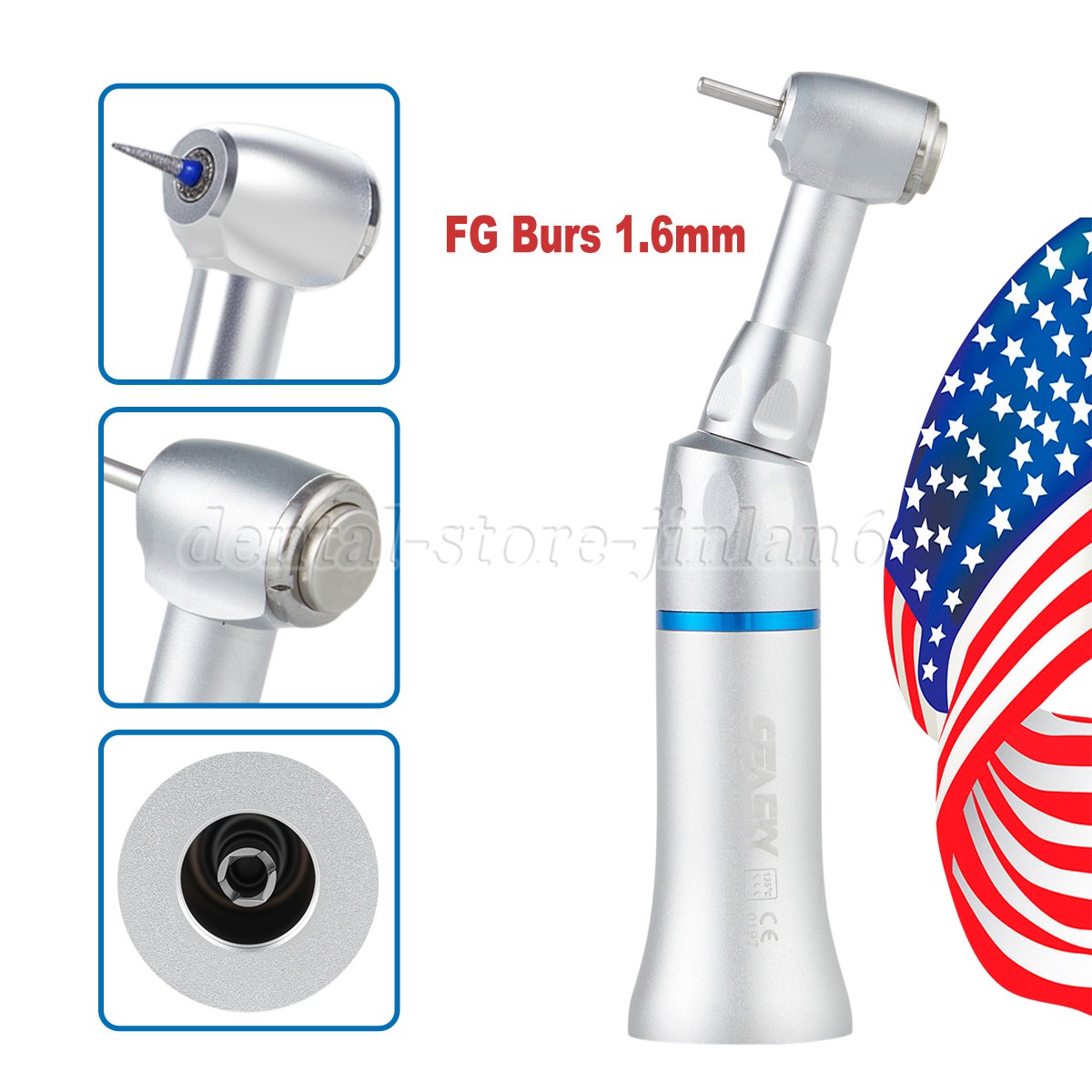 FG1.6mm Compatible Dental Push Button Contra Angle Handpiece Slow Low Speed Um