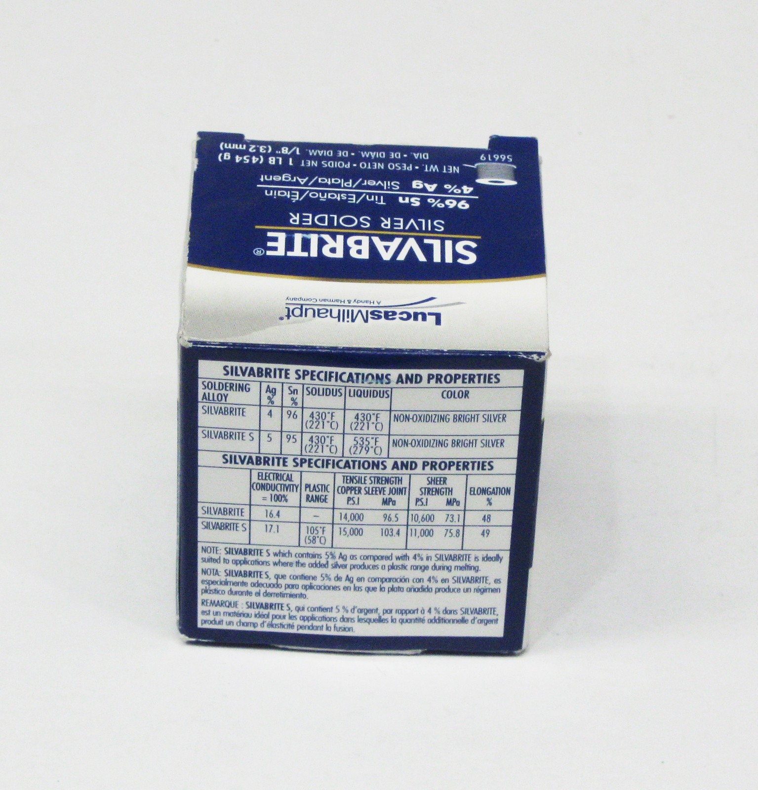 56619 Lucas Milhaupt Wolverine Silvabrite 1/8″ x 1lb 4% Silver 96% Tin Solder