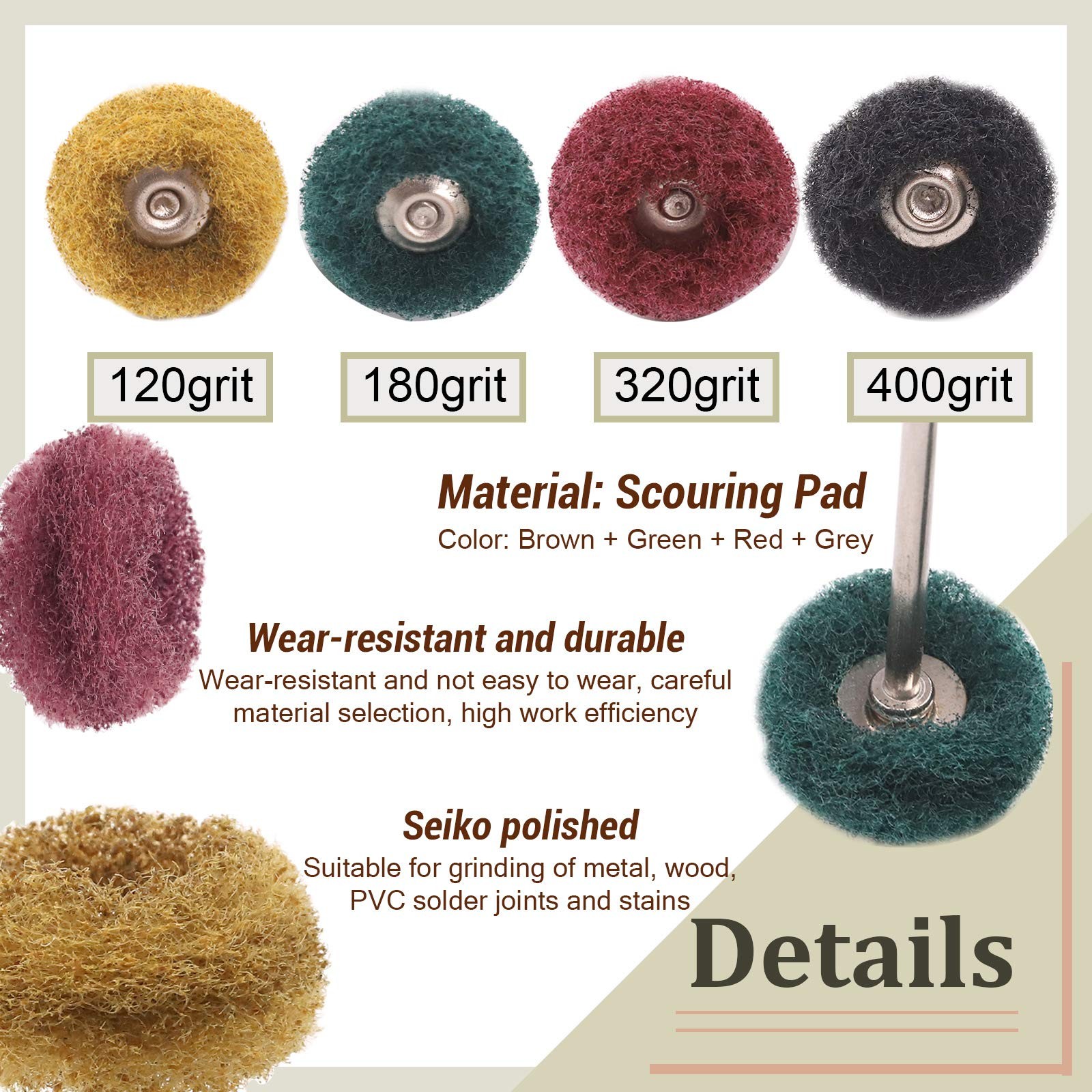 Abrasive Flap Wheel Set 50pcs 80 120 180 320 400 Grits Sanding Buffing Polish…