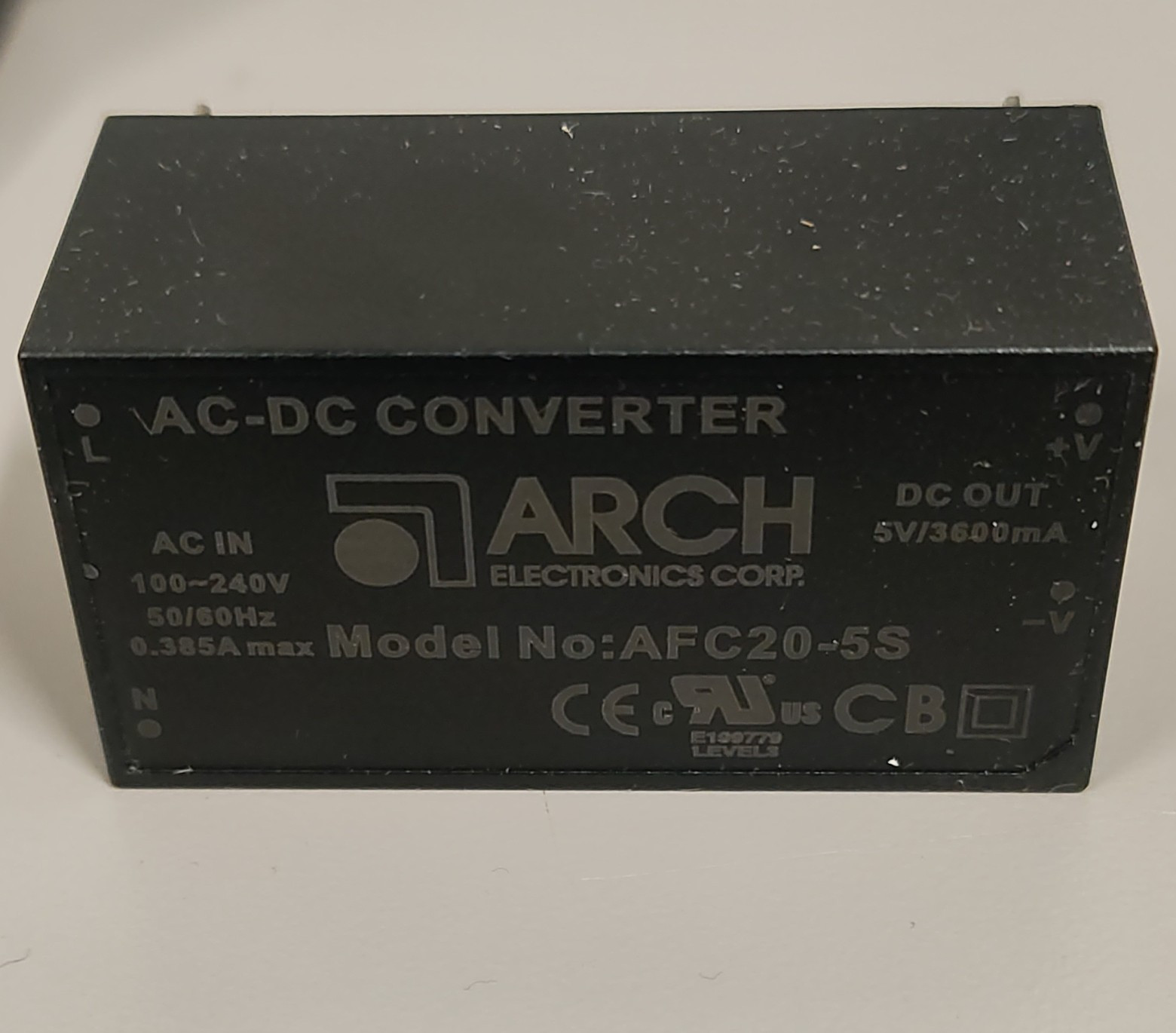 ARCH Electronics Corp. AFC20 AFC20-5S 5V 3.6A Enclosed AC-DC Converter