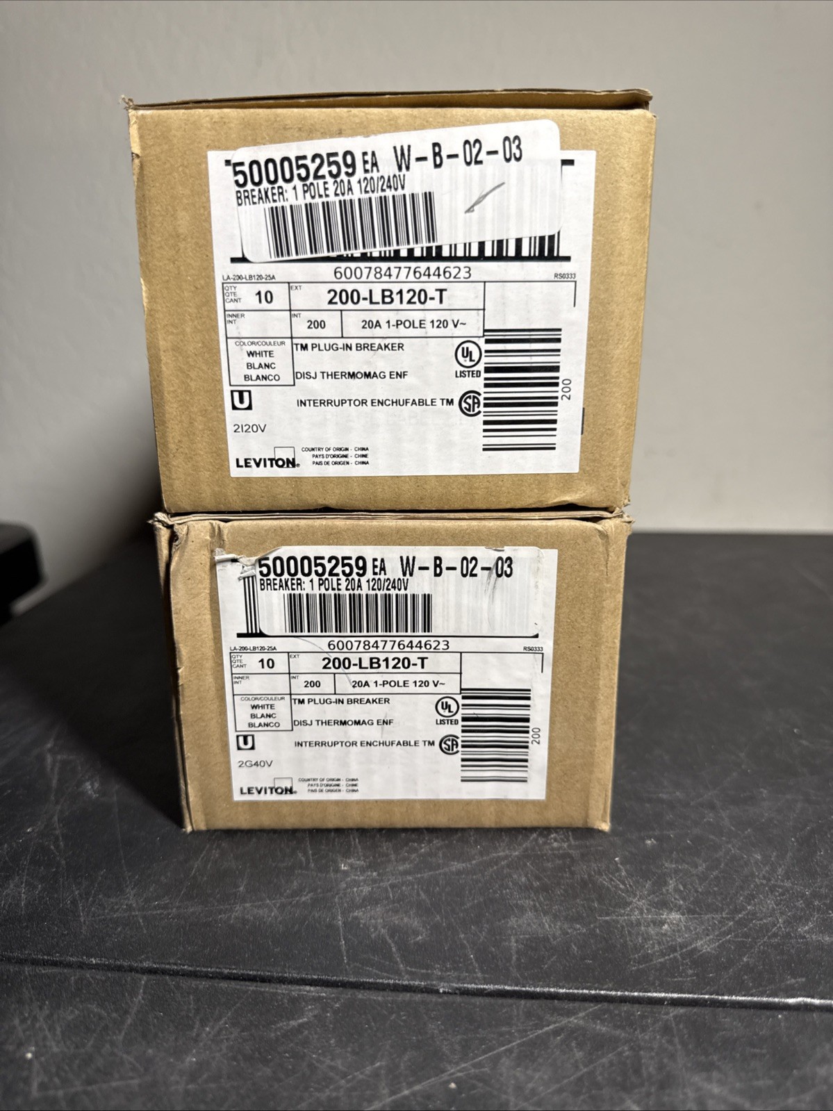 20pc Leviton LB120T 20 Amp 1-Pole Std Thermal Magnetic Branch Circuit Breaker
