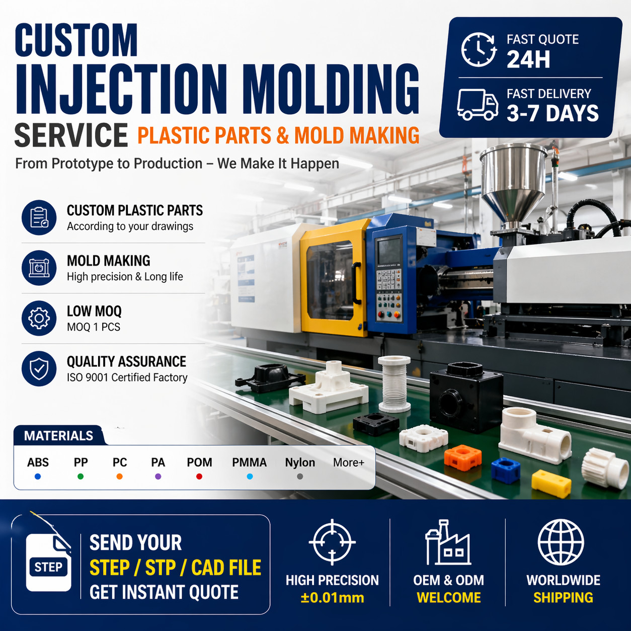 Custom Injection Molding Service Plastic Parts Mold Making Prototy Medical Parts