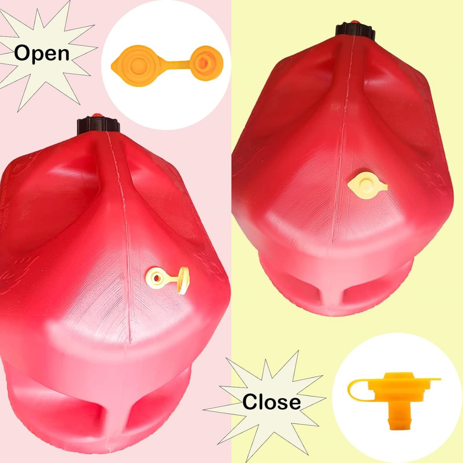 5 Pack Yellow Fuel Gas Can Vent Caps With Protective Cover For Leak-Proof Seal
