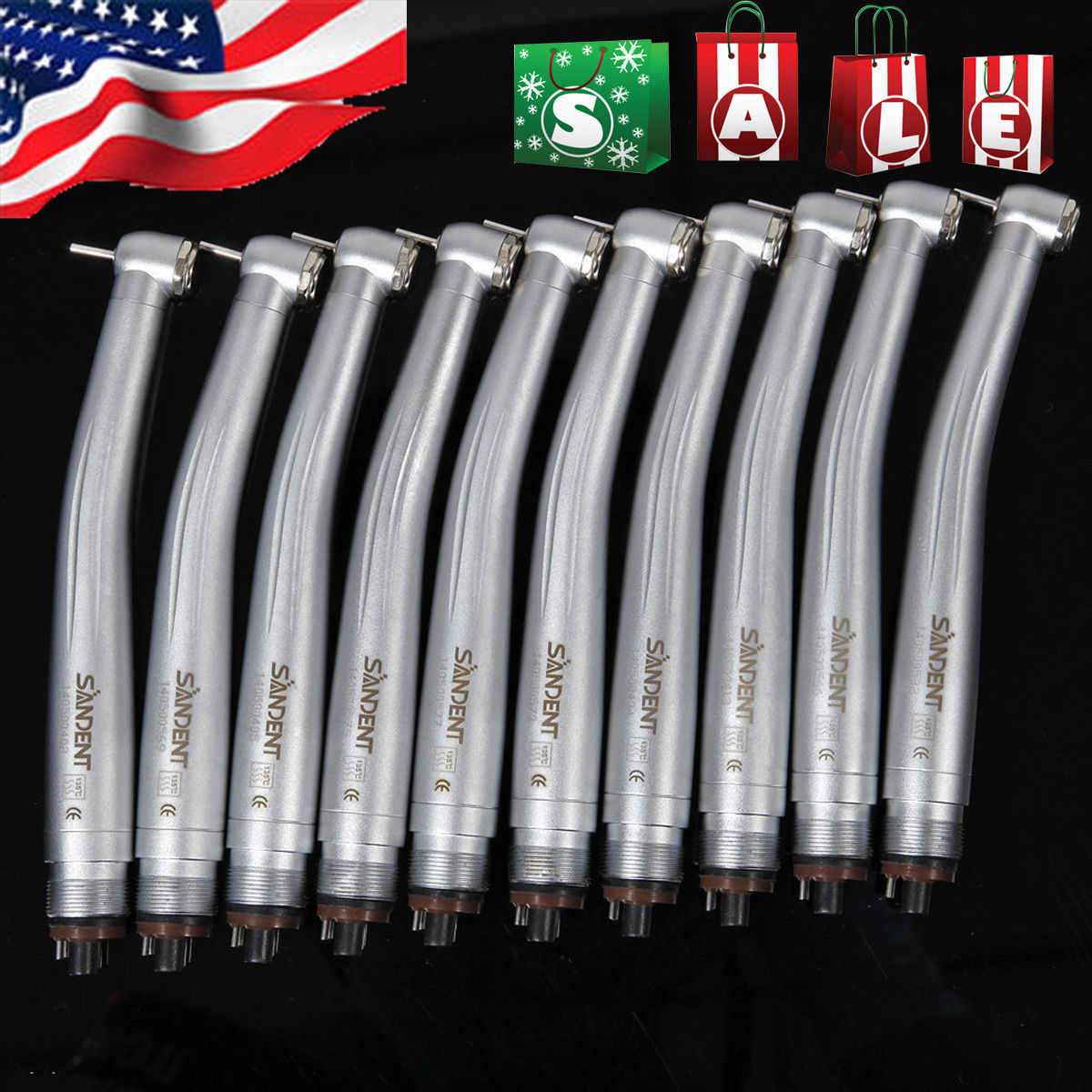 10 Pcs SANDENT NSK Style Dental High Speed Handpiece Push Button 4 Hole STNABM