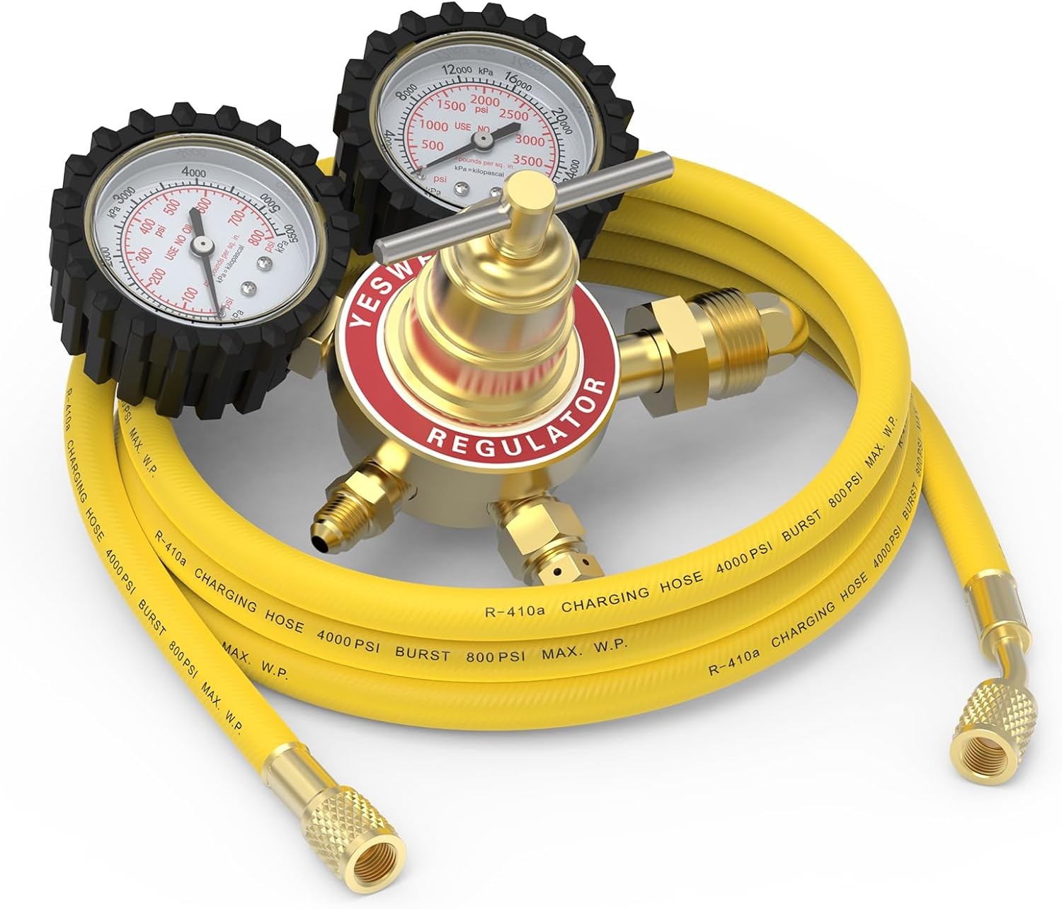 Nitrogen Regulator, CGA580 Inlet, 1/4″ Flare, 0-800/4000 PSI Output with Hose