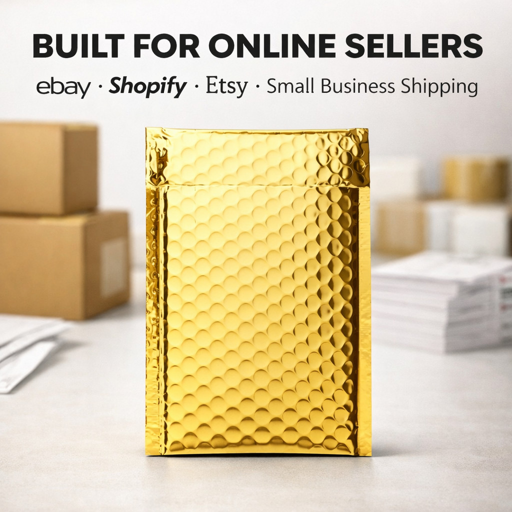 Metallic Gold Poly Bubble Mailers Padded Shipping Envelopes Self Seal All Sizes