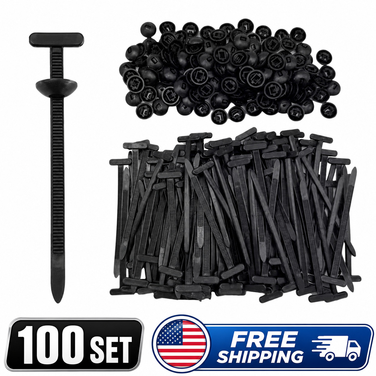 Nylon Universal Cable Tie Buckle Heavy Duty Self-Locking Free Ship 100pcs