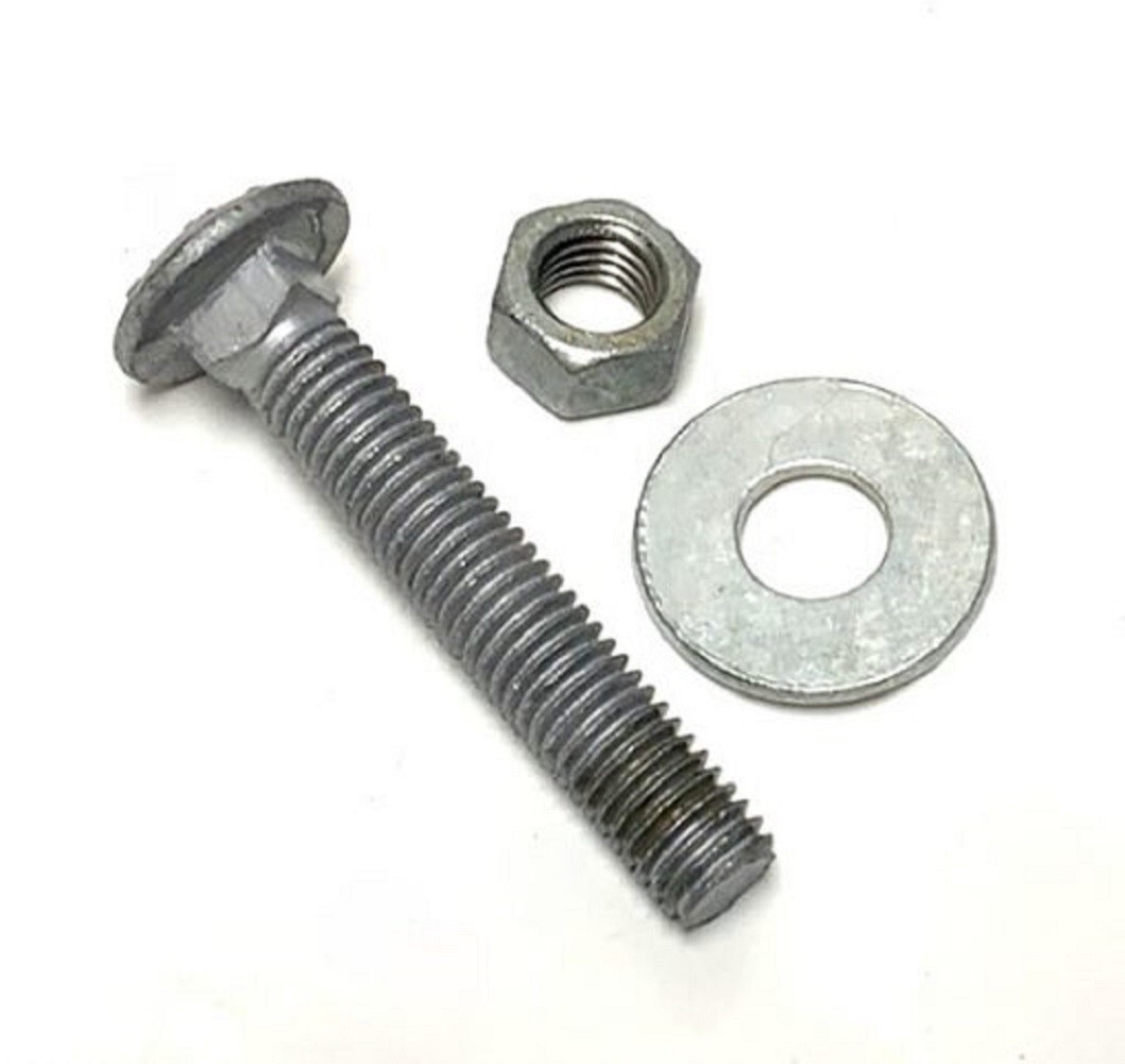 1/2-13 X 6 Hot Dipped Galvanized Carriage Bolts With Nuts & Flat Washers