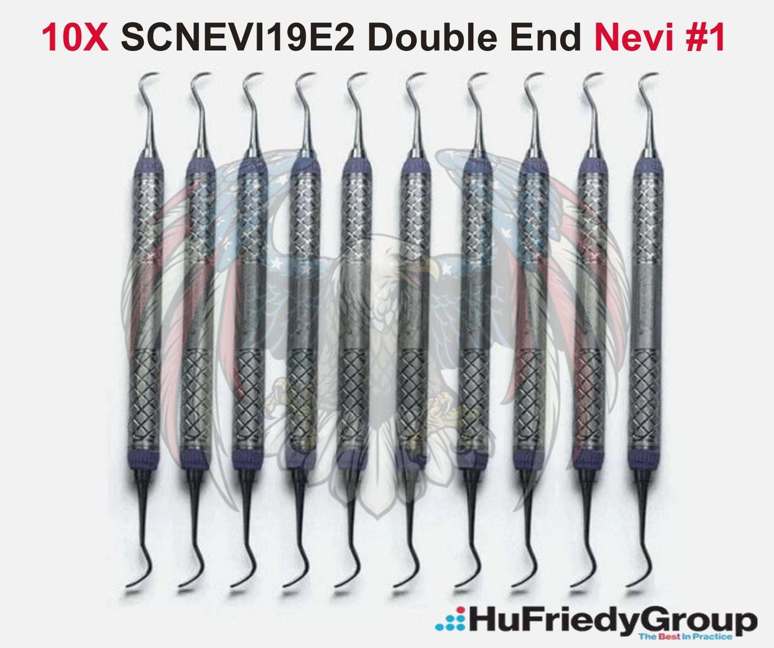 10X HU FRIEDY SCNEVI19E2 Double End Nevi #1 Dental Anterior Scaler #9 Handle