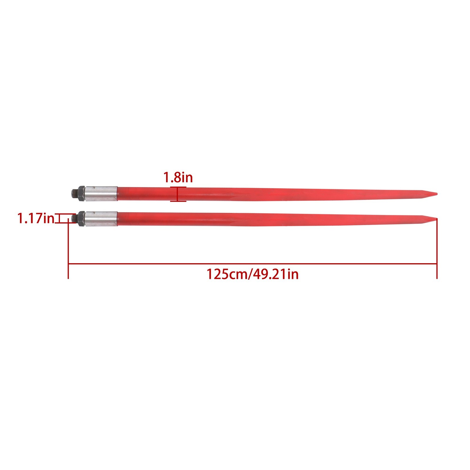 1/2 Pcs 49″ Hay Spike Bale Spear 4500lb Capacity Fork For Tractor Black & Red