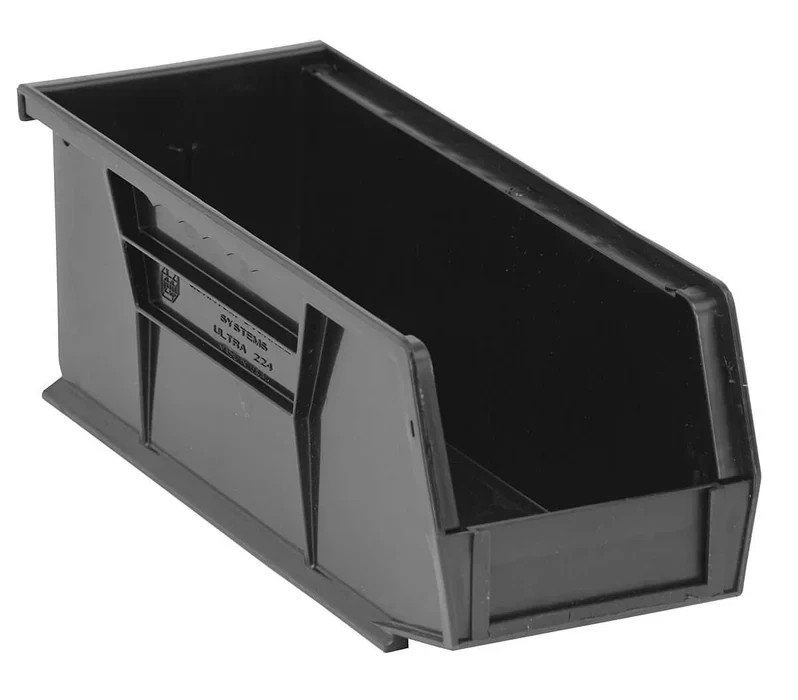 Stack Hang Storage Bins 10.875×4.125×4 Black 12 Pack Heavy Duty QUS224 USA