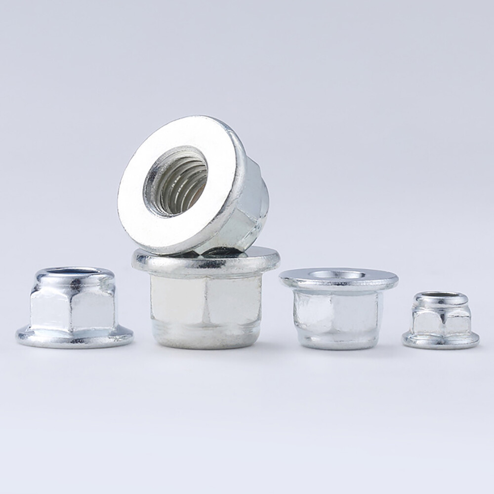 M3M4M5M6M8 Flange Locking Nut Nylon Insert Flanged Nyloc Nut Carbon Steel Zinc