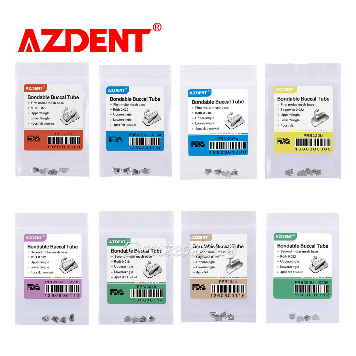 Dental Orthodontic Buccal Tubes 1st/2nd Molar Bondable Roth/MBT.018 .022 AZDENT