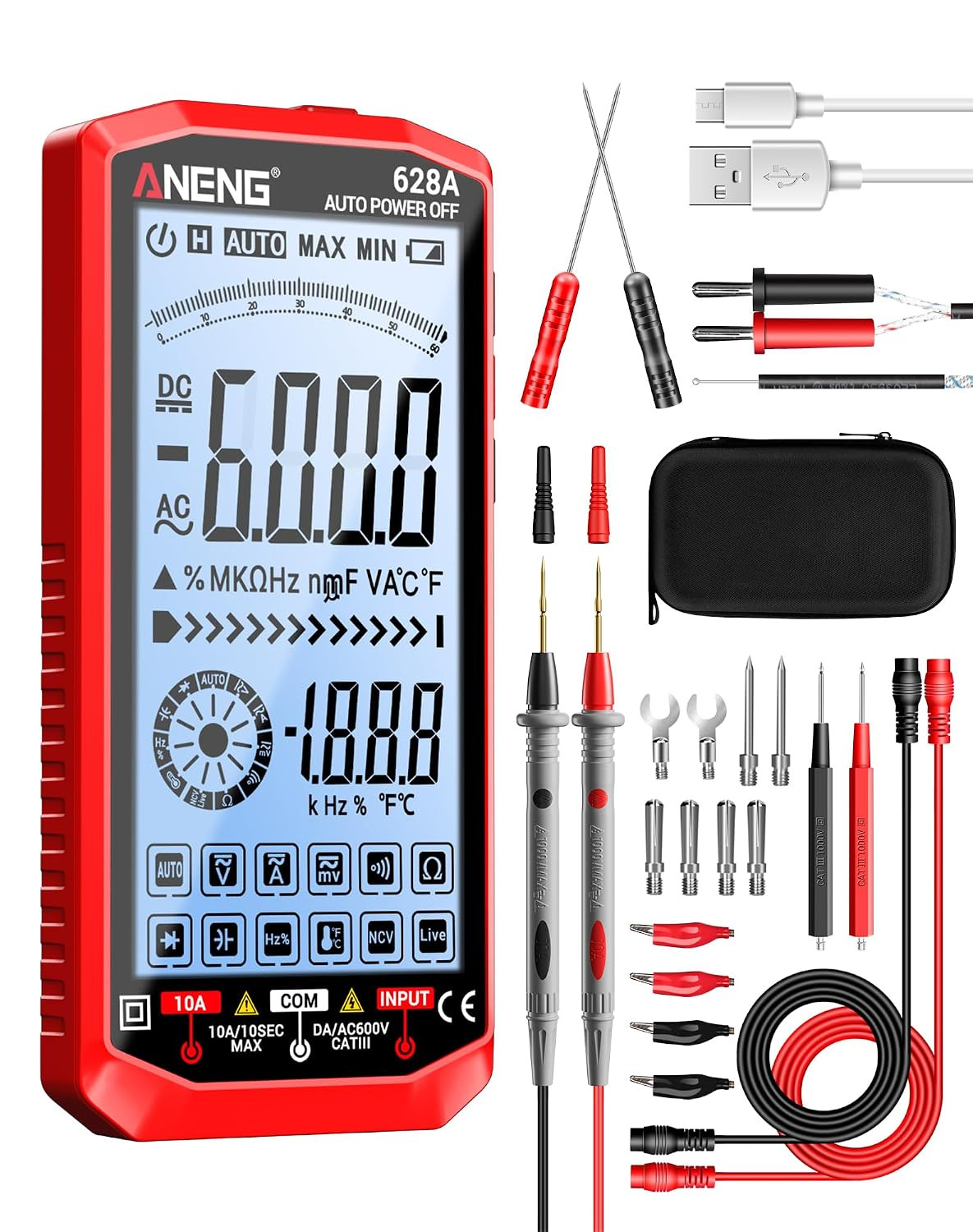 Digital Multimeter Voltmeter Tester TRMS 6000 Counts Rechargeable Auto Ranging