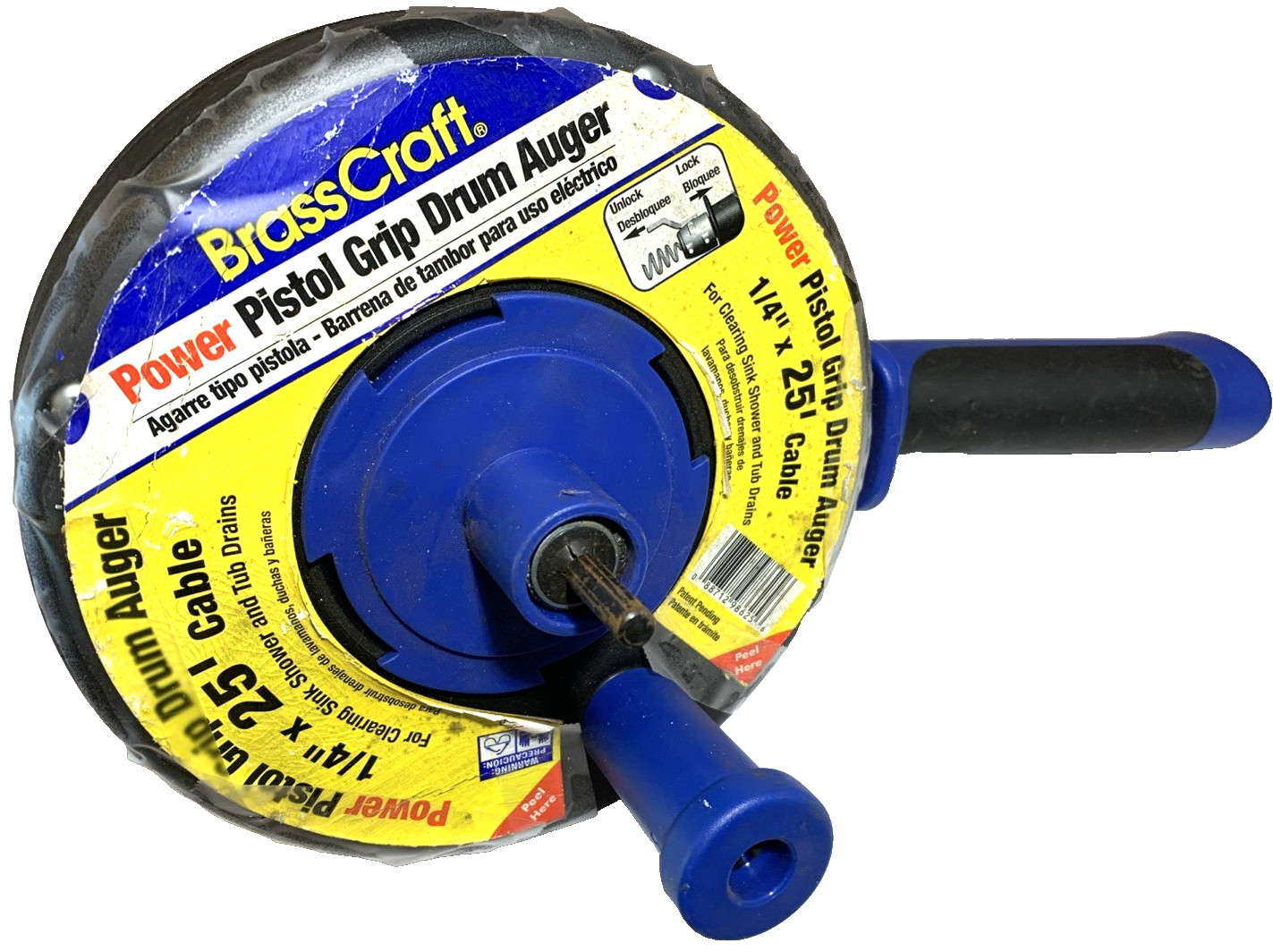 Brass Craft BC-86250 Power Pistol Grip Drum Auger 1/4″ x 25′ Cable