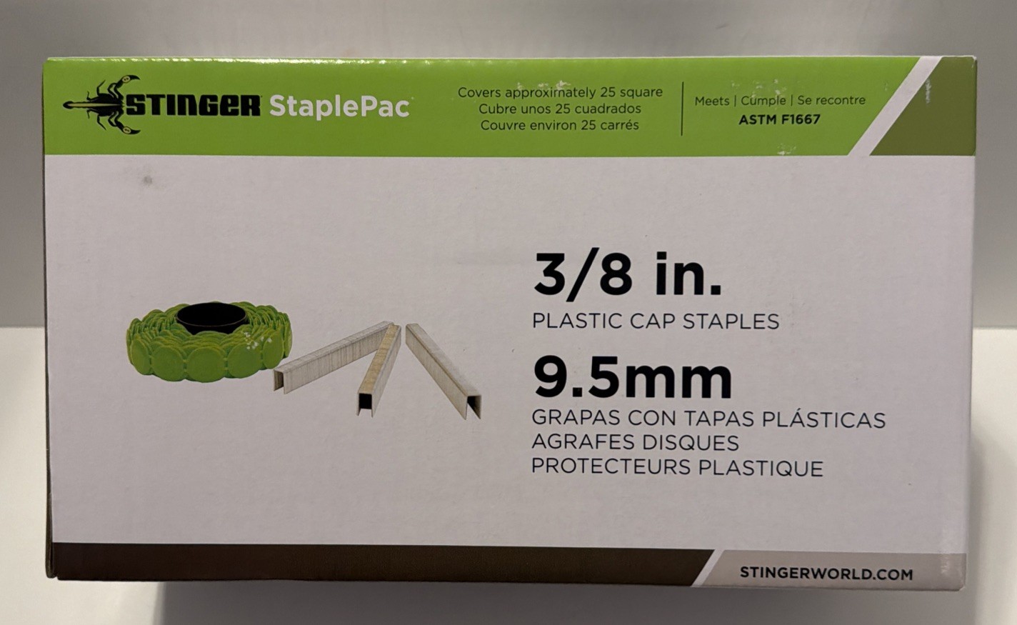 Stinger StaplePac 3/8 In. 9.5mm Plastic Cap Staples NEW Factory Sealed