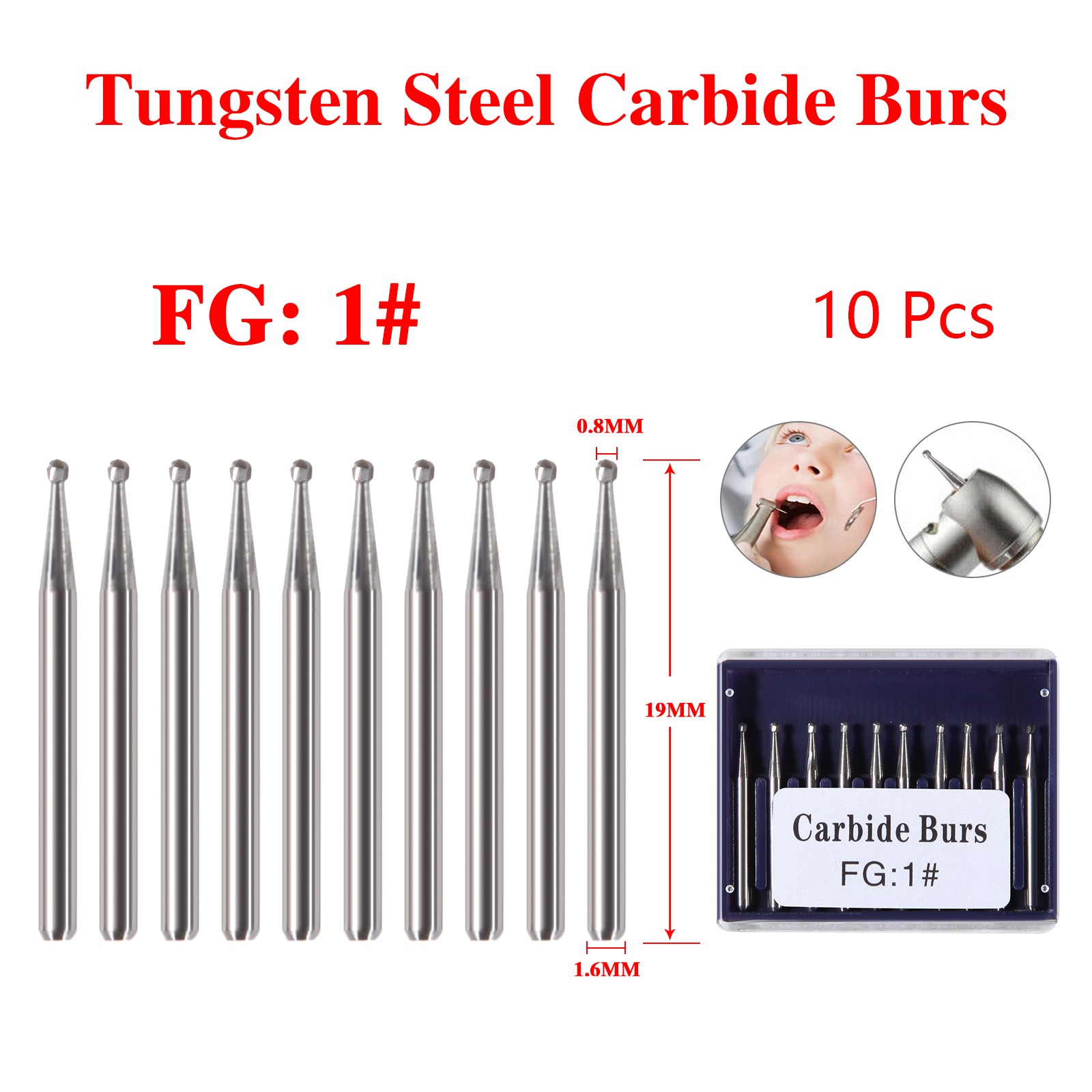 Dental Tungsten Carbide Bur Friction Grip Surgical for High Speed Handpiece DL