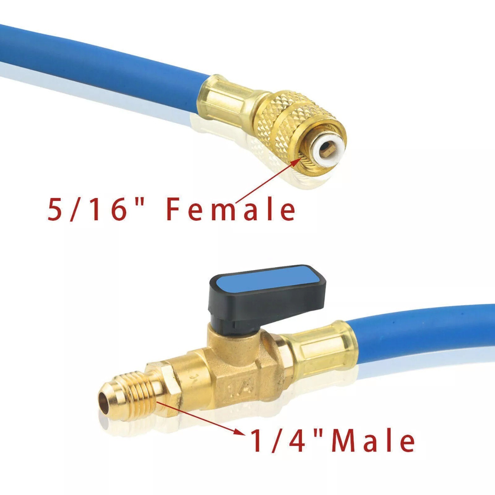 3pcs/set For R134A R410A R22 R12 Refrigerants Ball Valves Hose(Red/Yellow/Blue)
